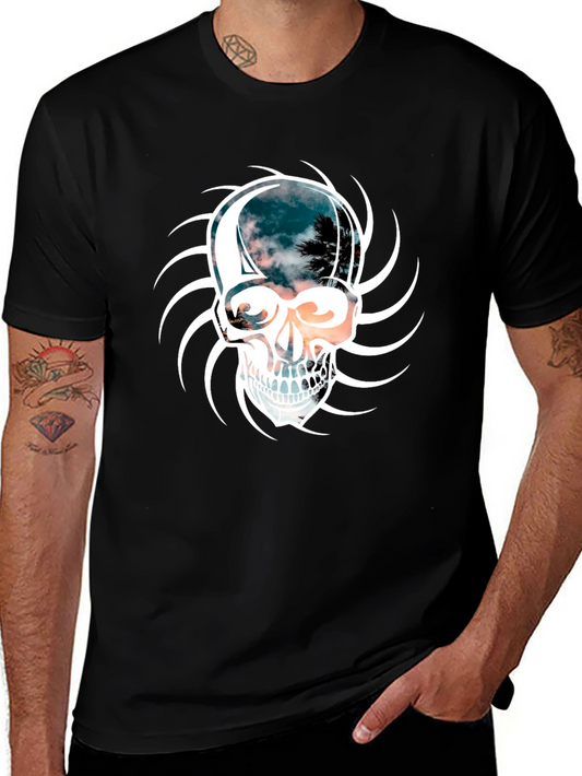 Skull Graphic Print Mens Black T-Shirt
