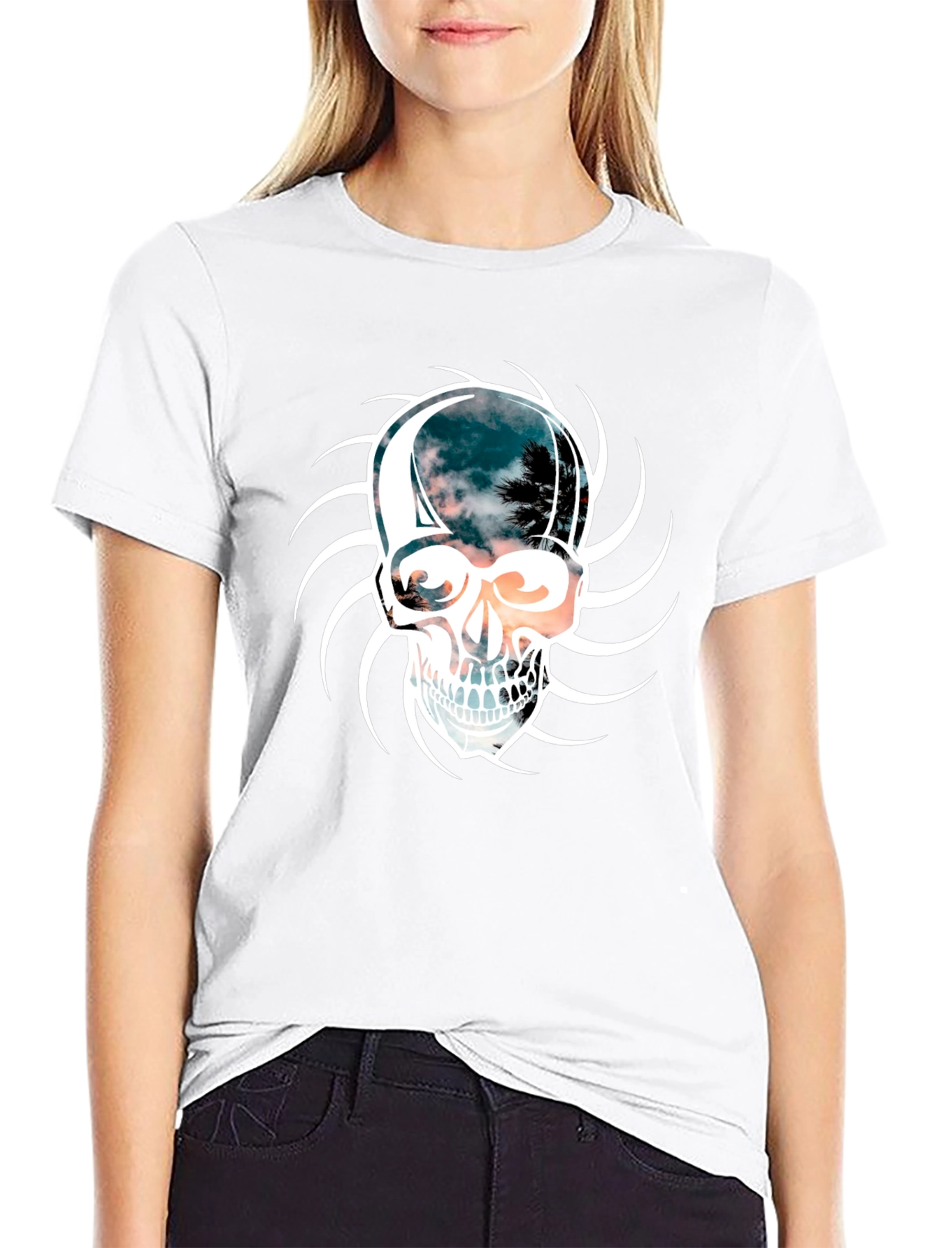 Skull Graphic Print Mens Black T-Shirt