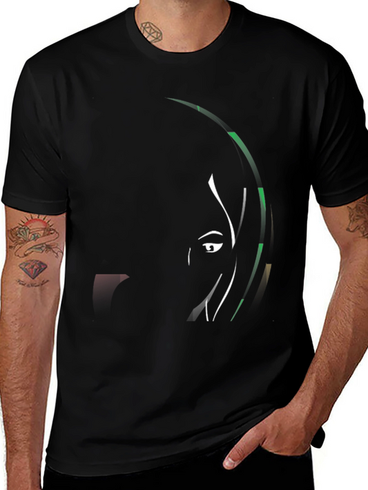 Abstract Face Black T-Shirt
