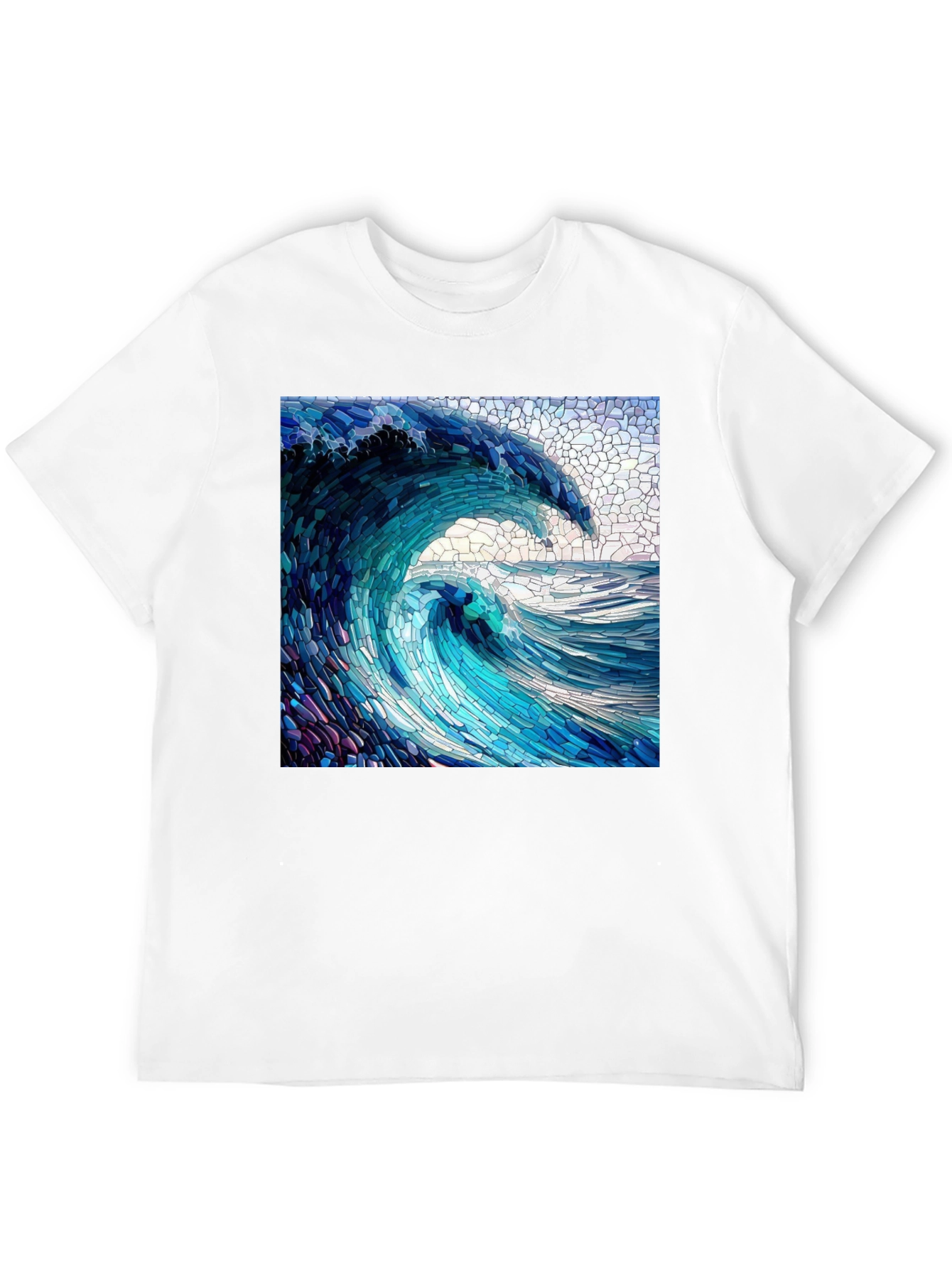 Mosaic Wave Graphic Tee - Ocean Art Shirt