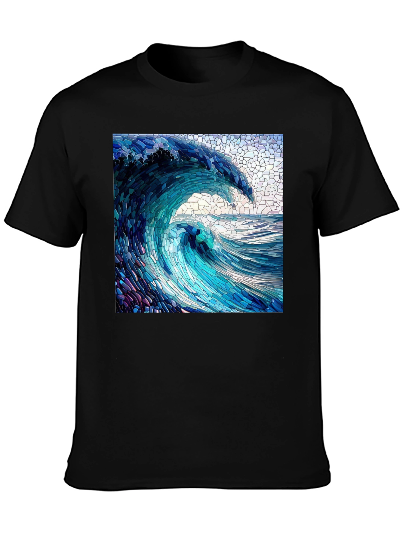 Mosaic Wave Graphic Tee - Ocean Art Shirt