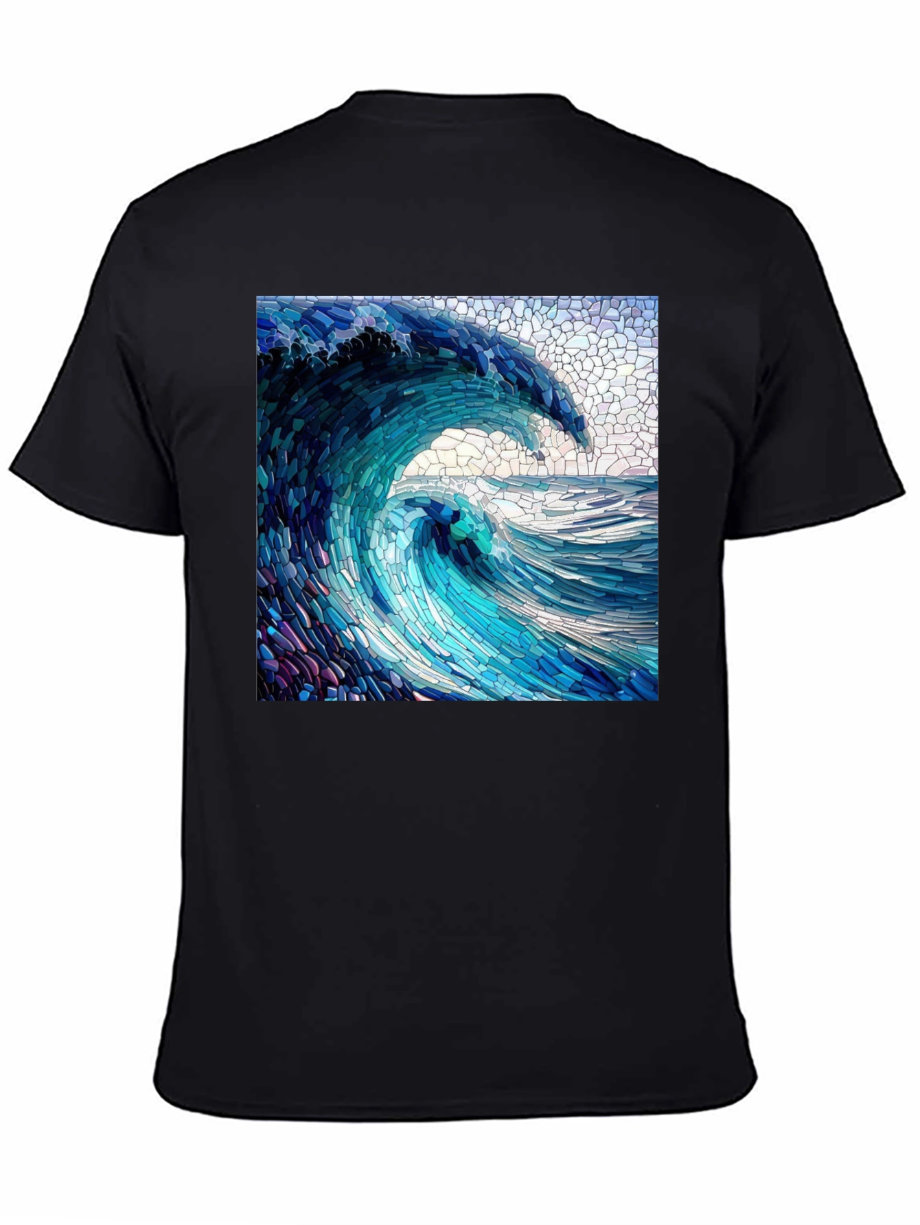 Mosaic Wave Graphic Tee - Ocean Art Shirt