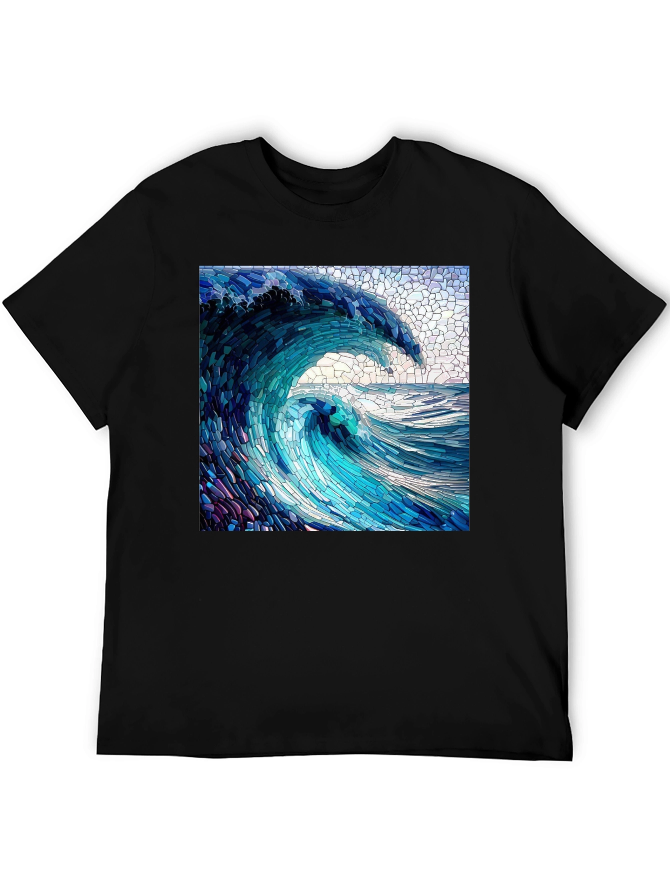 Mosaic Wave Graphic Tee - Ocean Art Shirt