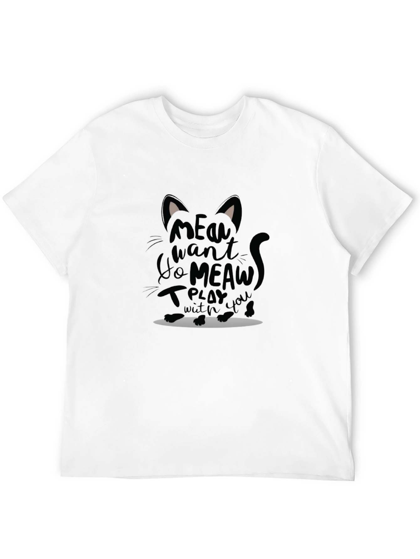 Meow Cat Graphic T-Shirt - Unisex Black Tee
