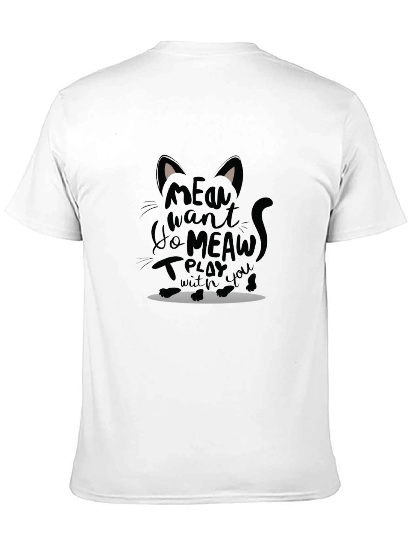 Meow Cat Graphic T-Shirt - Unisex Black Tee