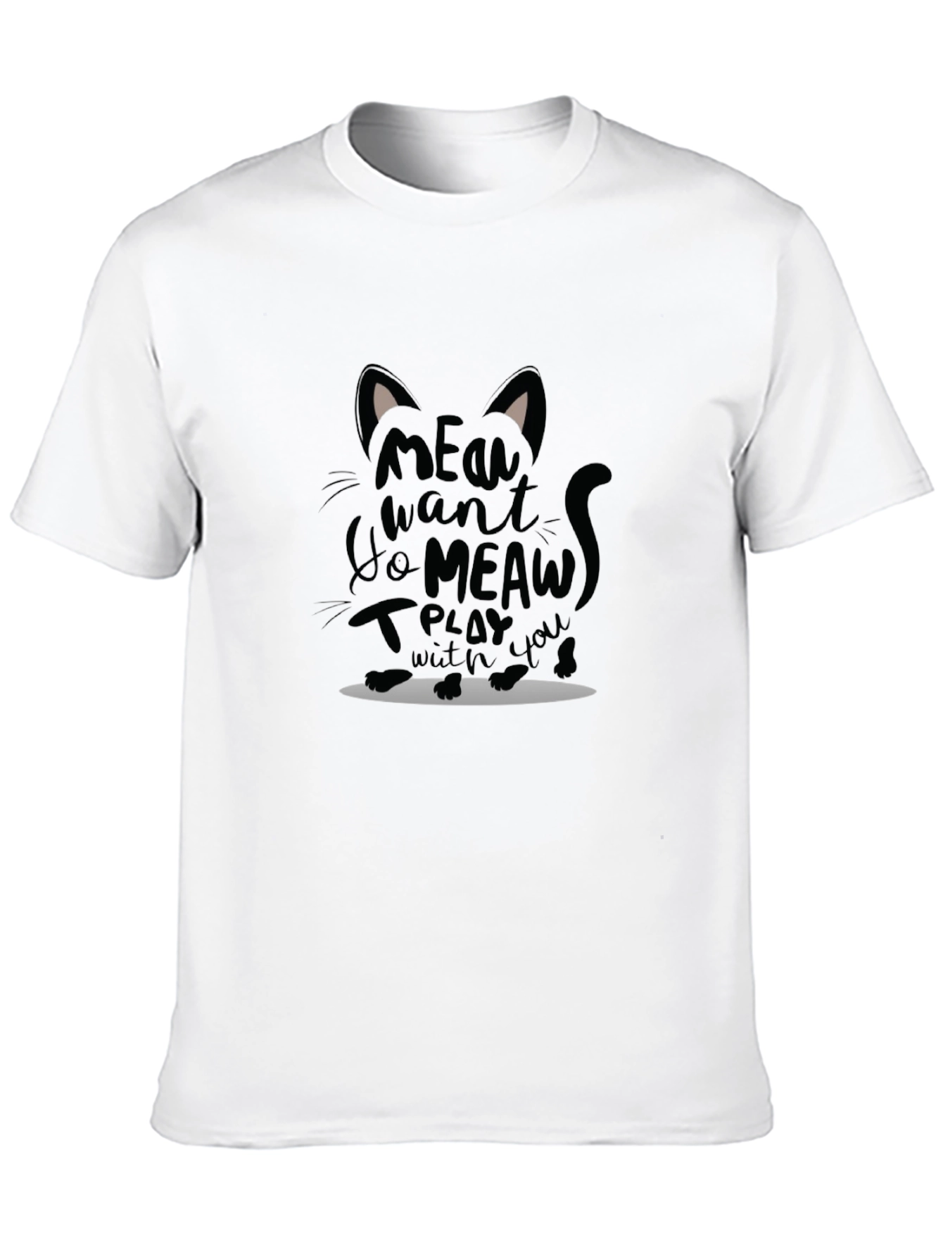 Meow Cat Graphic T-Shirt - Unisex Black Tee