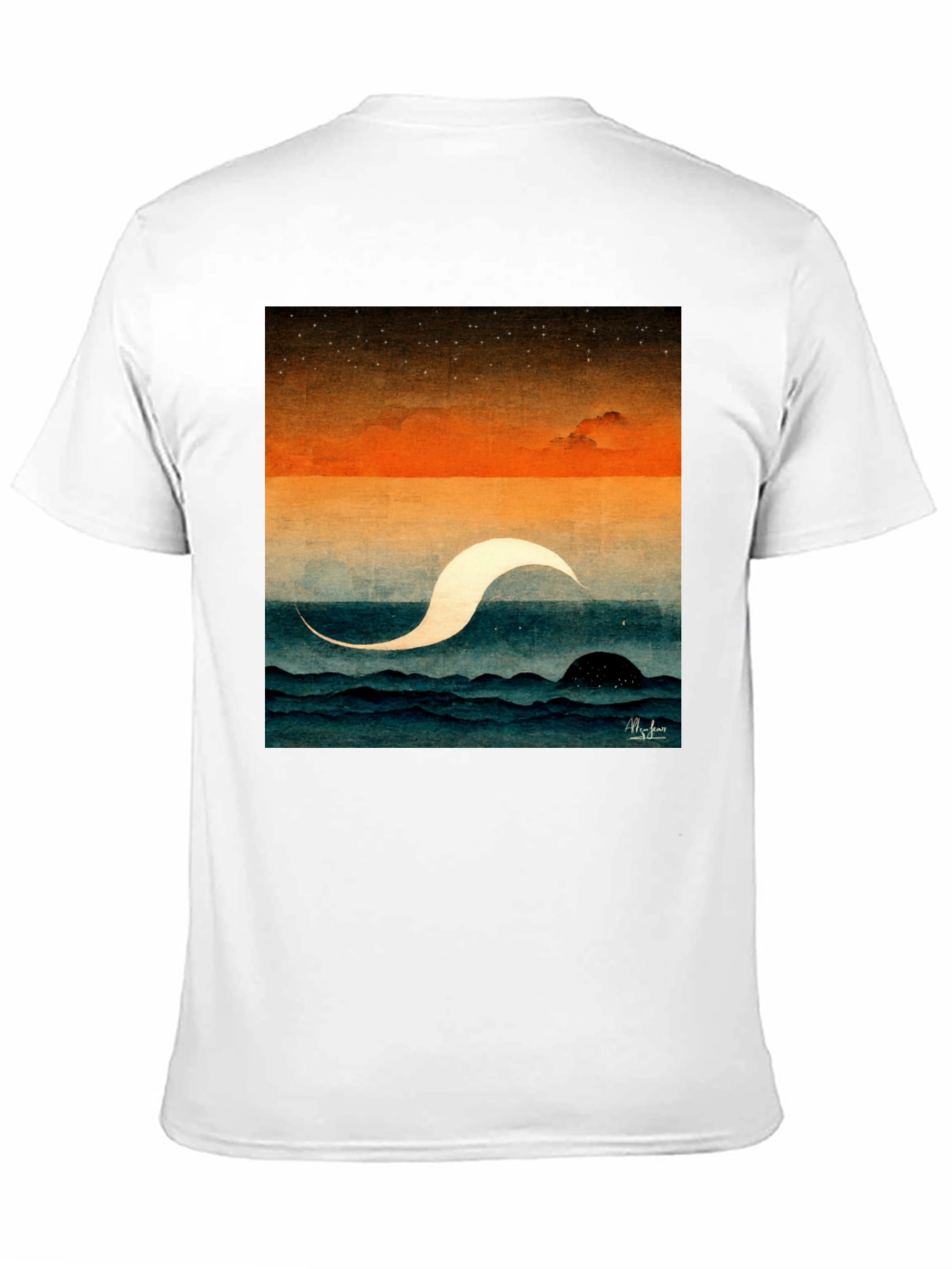 Abstract Ocean Wave Graphic Tee - Premium Black Cotton