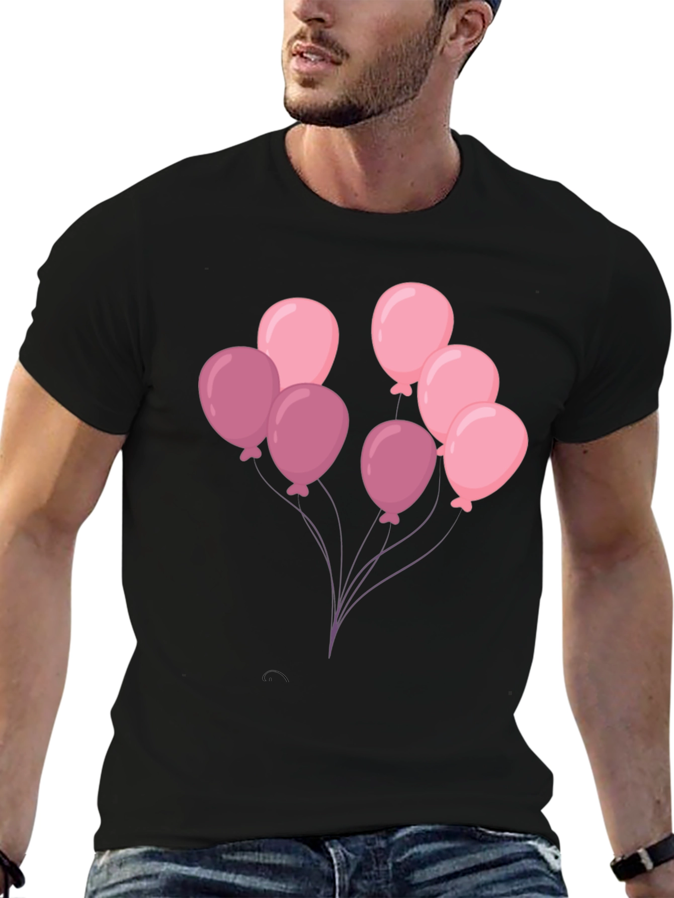 Balloon Graphic Tee - Black Cotton T-Shirt