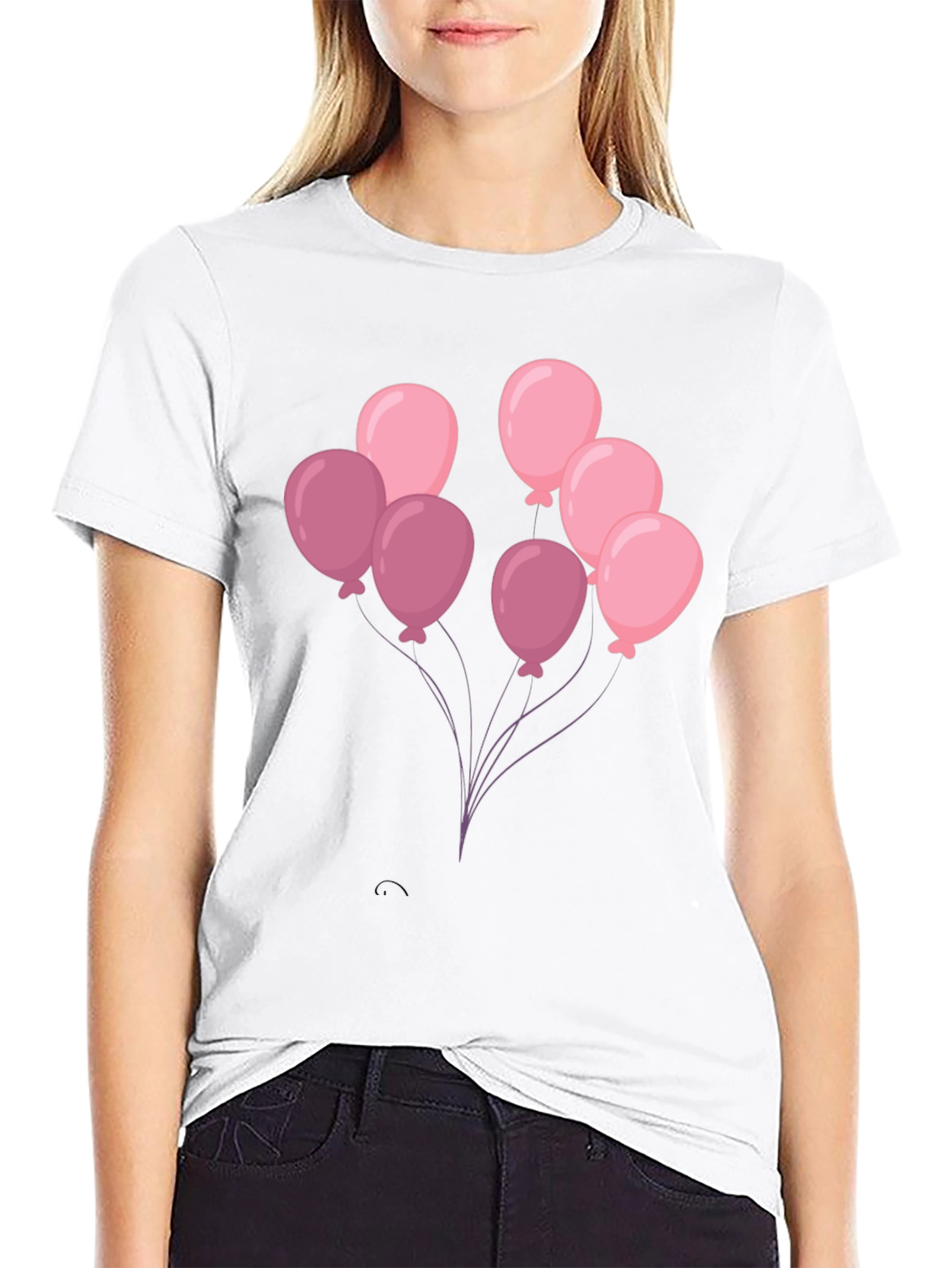 Balloon Graphic Tee - Black Cotton T-Shirt