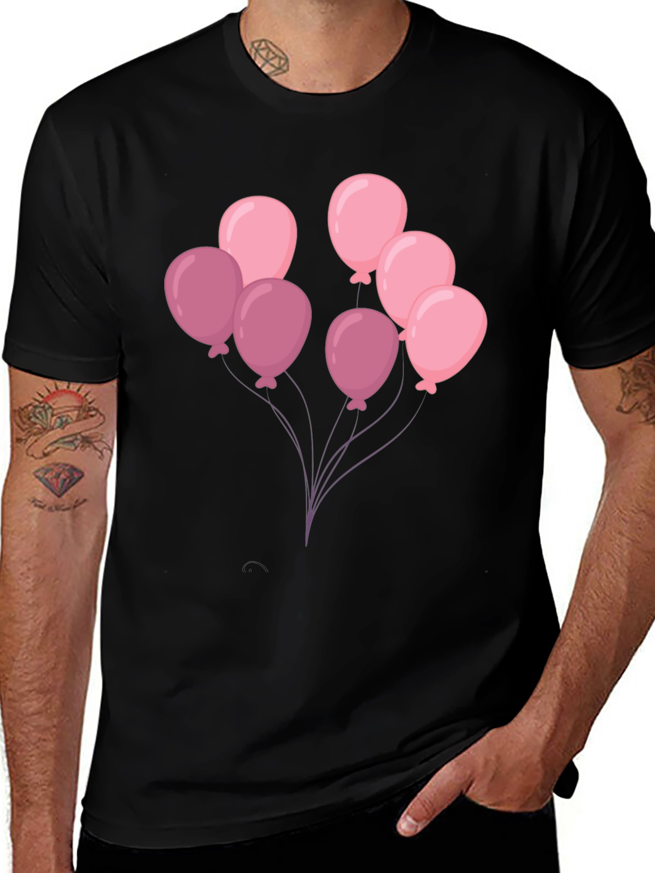 Balloon Graphic Tee - Black Cotton T-Shirt