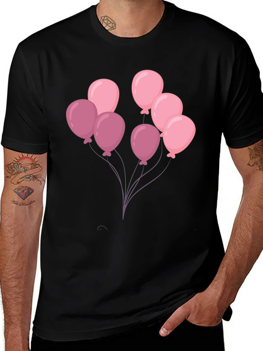 Balloon Graphic Tee - Black Cotton T-Shirt