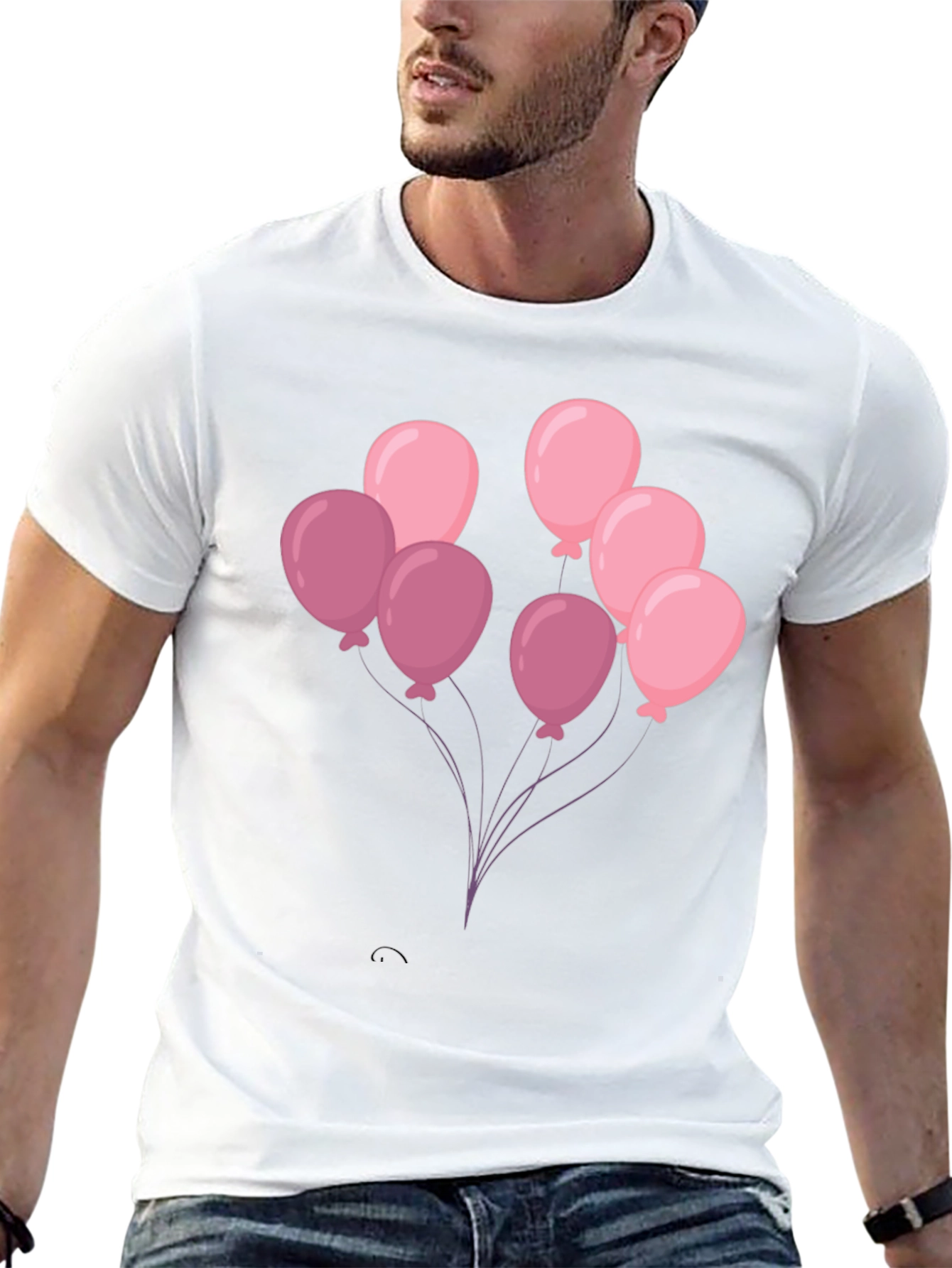Balloon Graphic Tee - Black Cotton T-Shirt