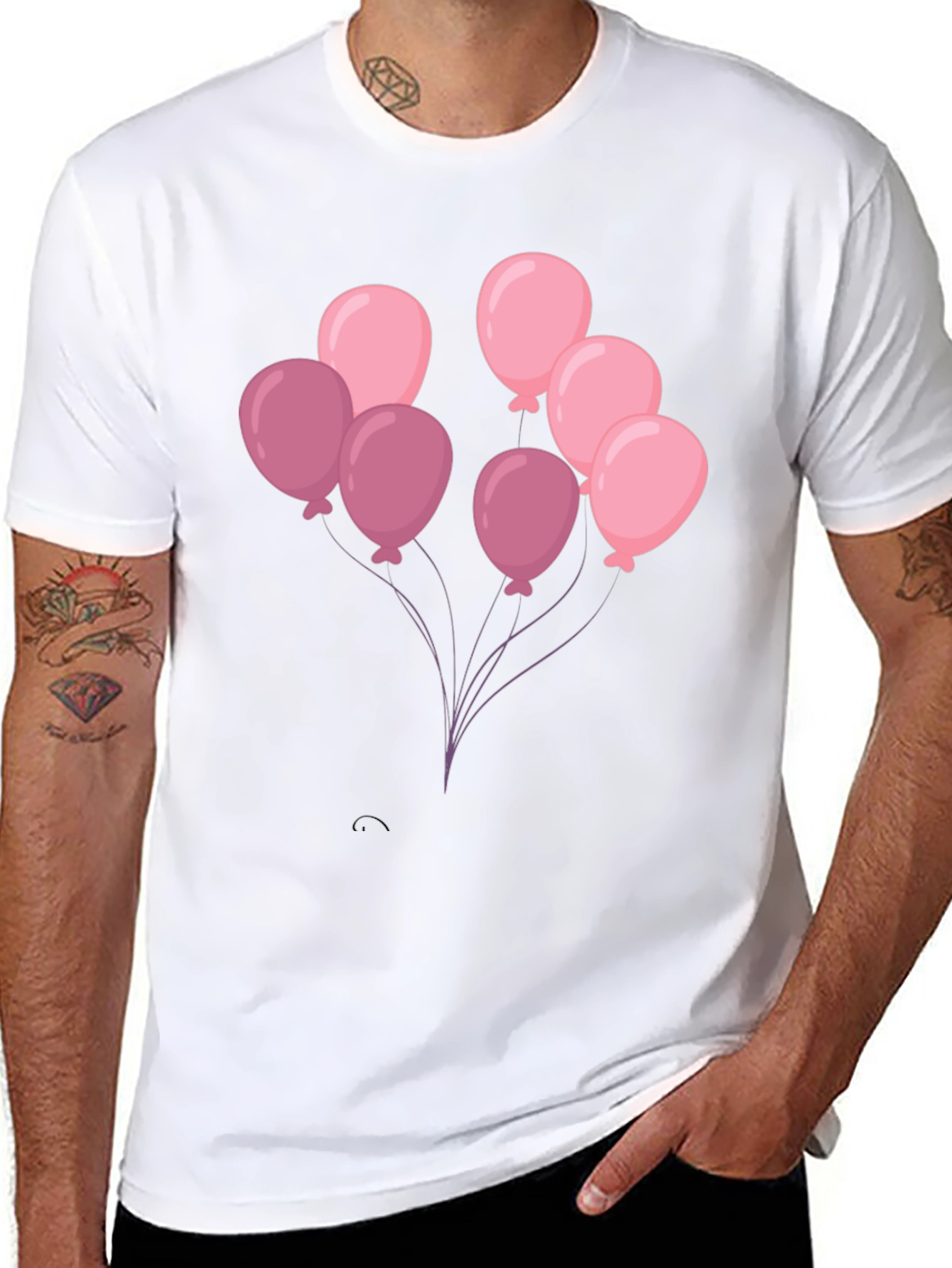 Balloon Graphic Tee - Black Cotton T-Shirt