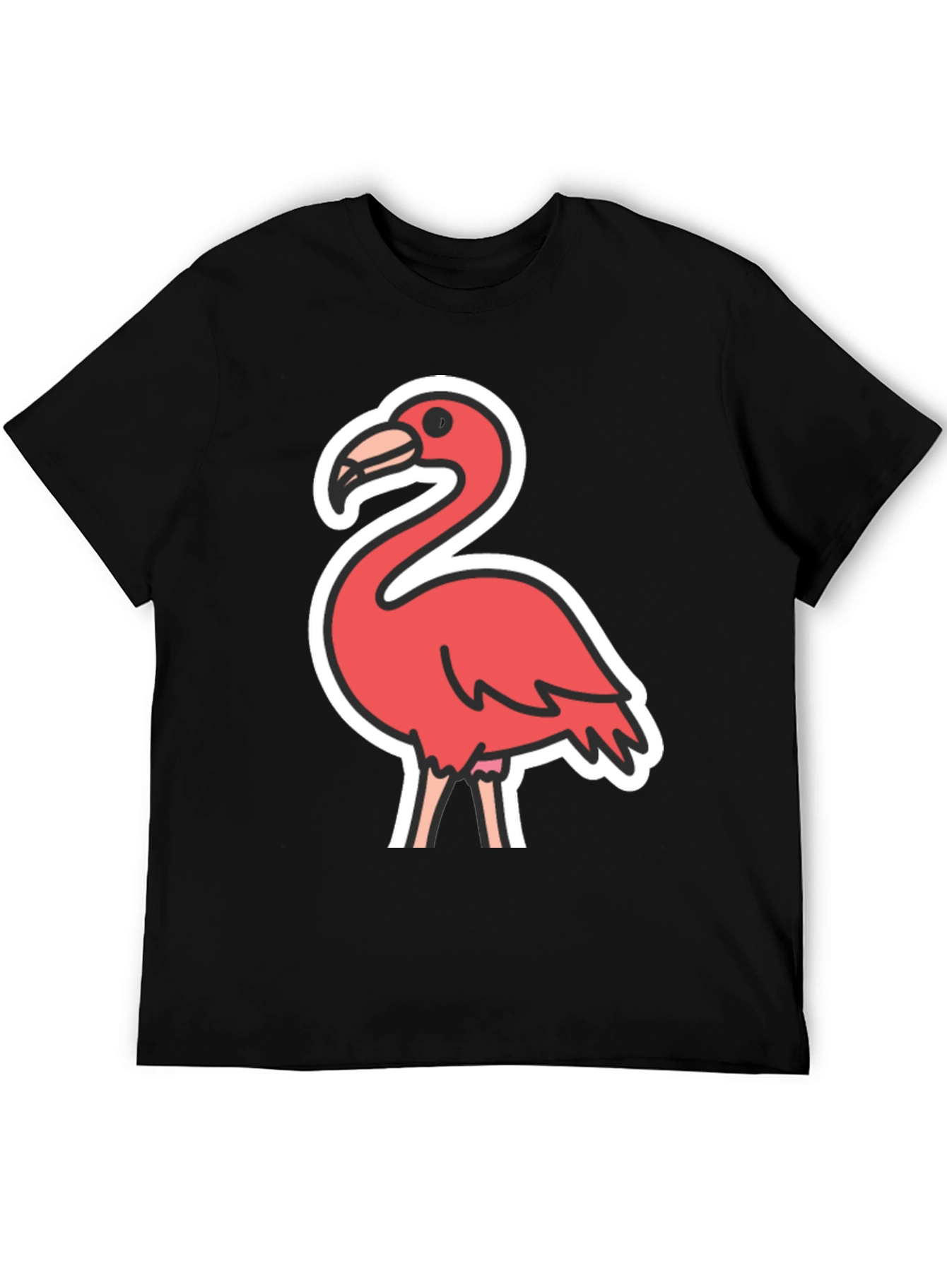 Flamingo Graphic Tee - Black Casual T-Shirt