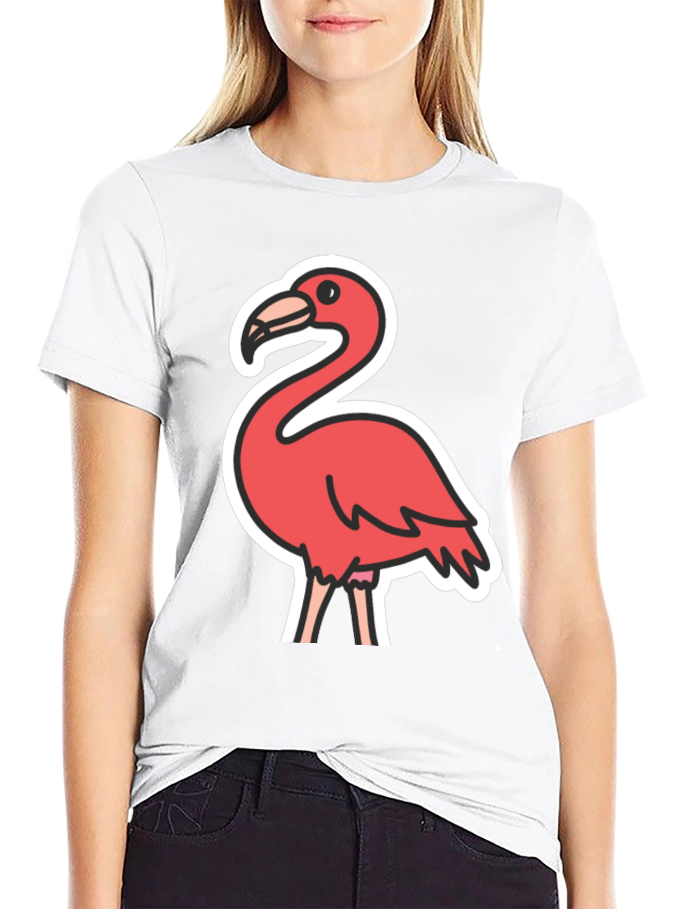 Flamingo Graphic Tee - Black Casual T-Shirt