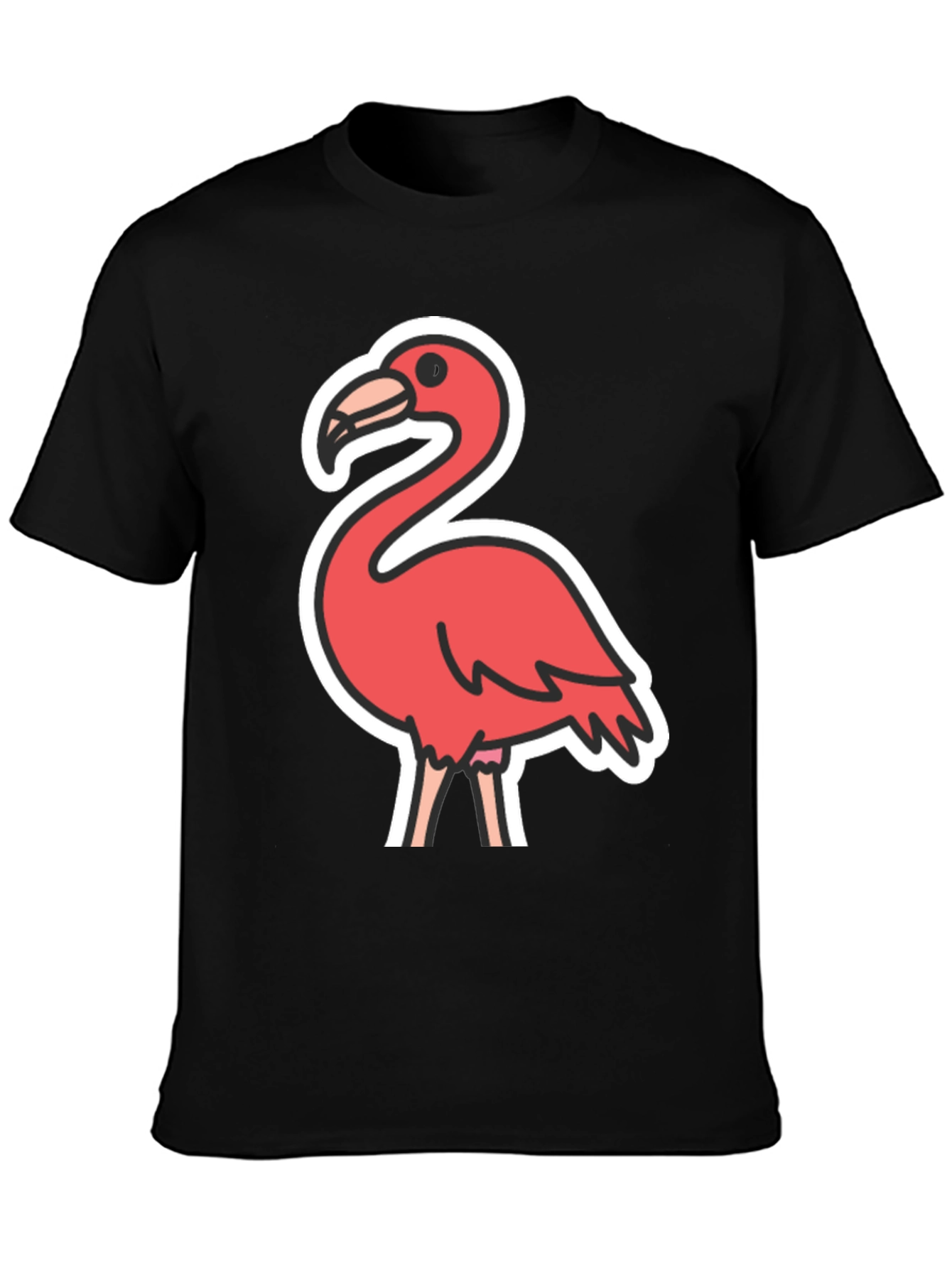 Flamingo Graphic Tee - Black Casual T-Shirt