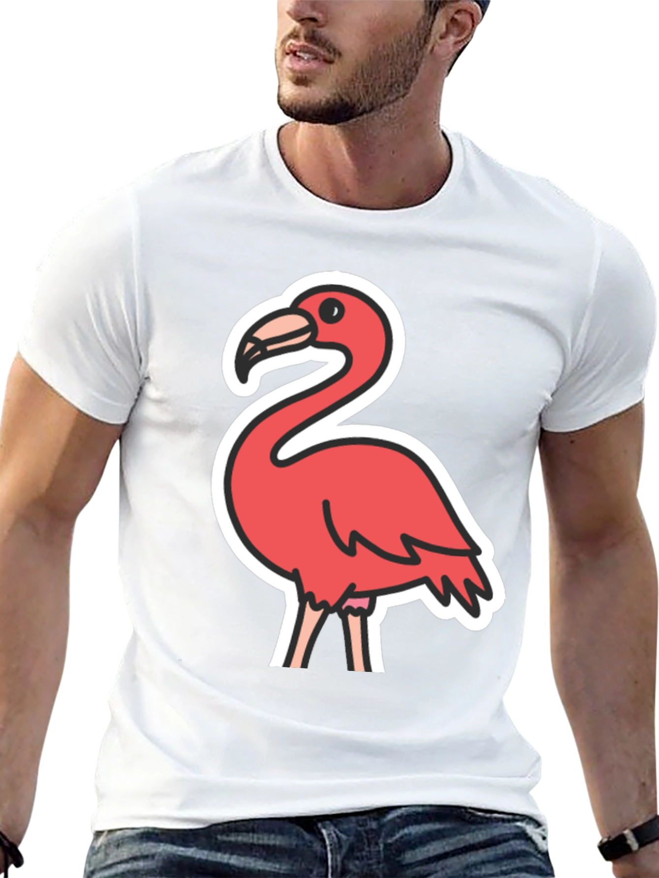 Flamingo Graphic Tee - Black Casual T-Shirt