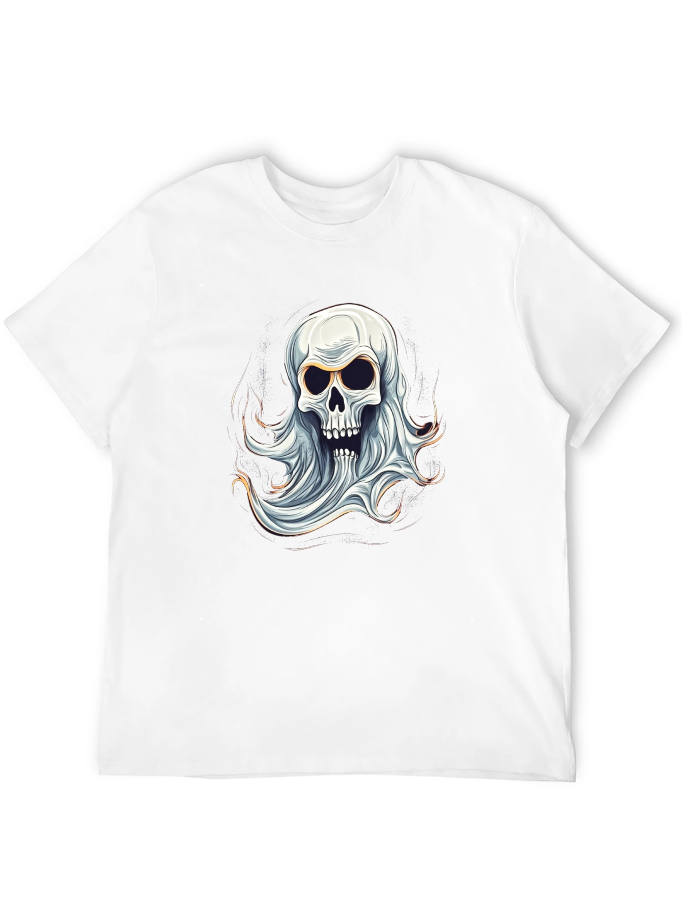 Ghostly Skull Graphic Tee - Spooky Halloween Shirt