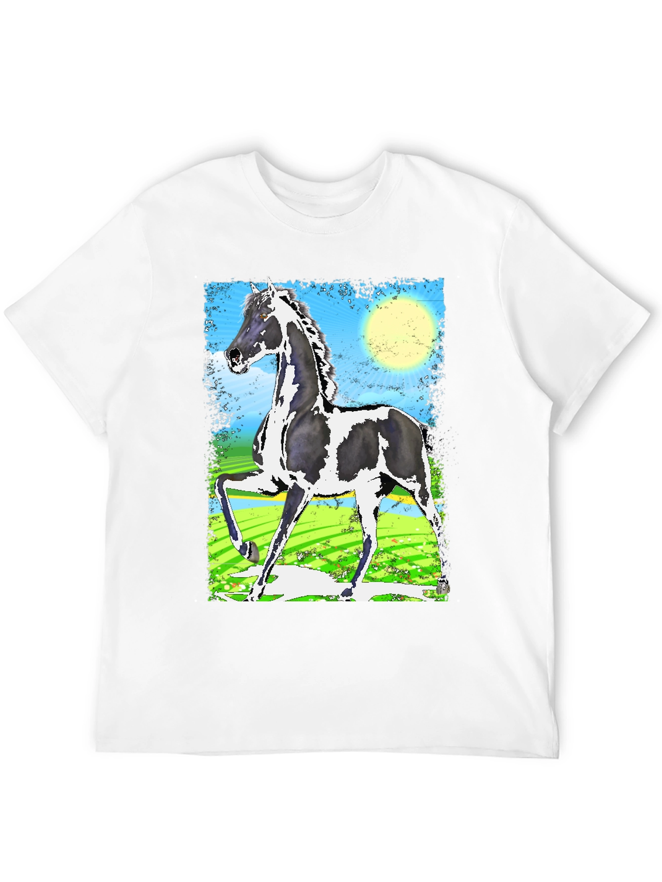 Black Graphic Tee - Horse Art Print