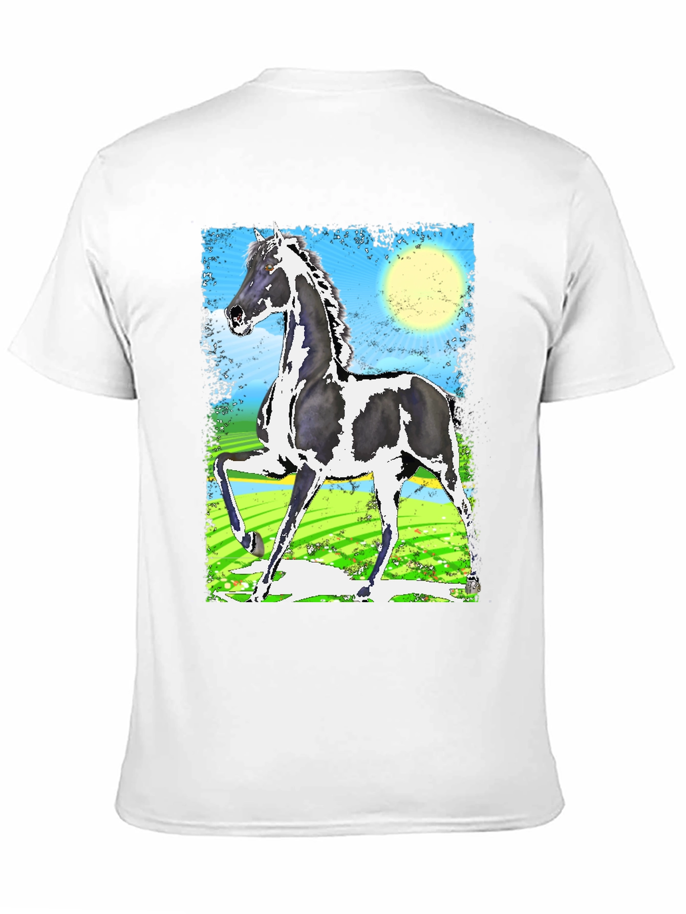 Black Graphic Tee - Horse Art Print