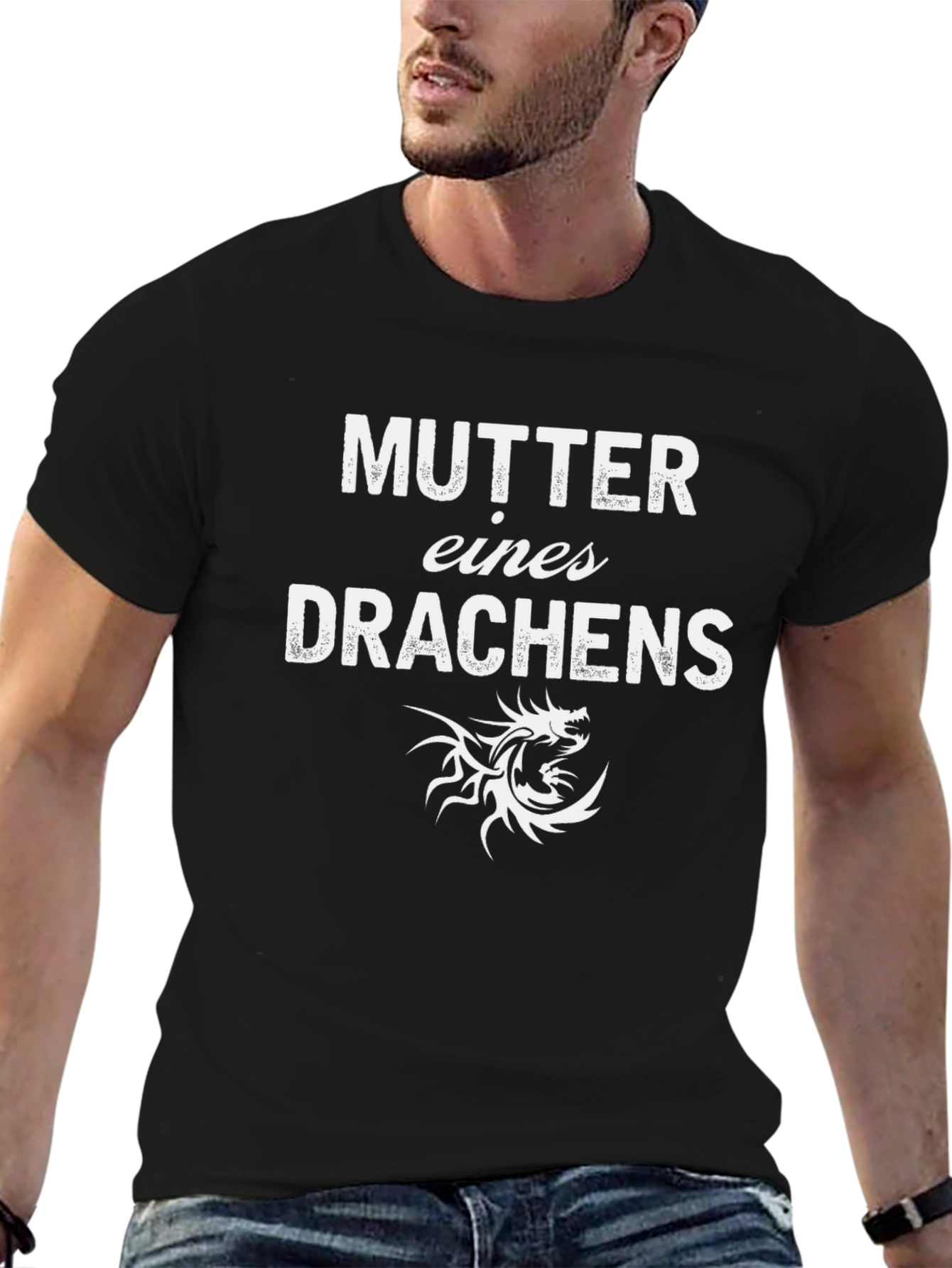 Mutter Eines Drachens Graphic Tee - Black Cotton T-Shirt