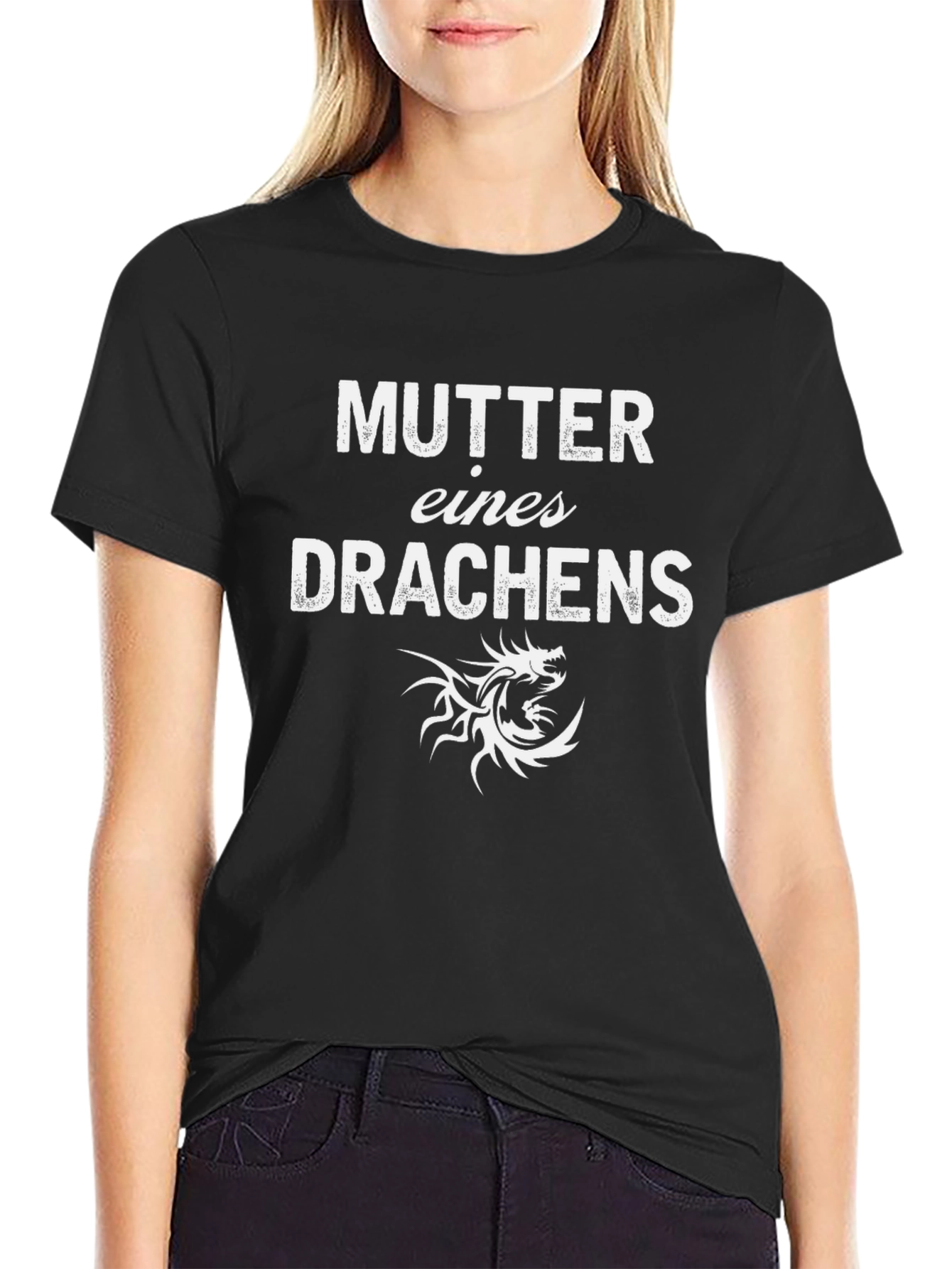 Mutter Eines Drachens Graphic Tee - Black Cotton T-Shirt