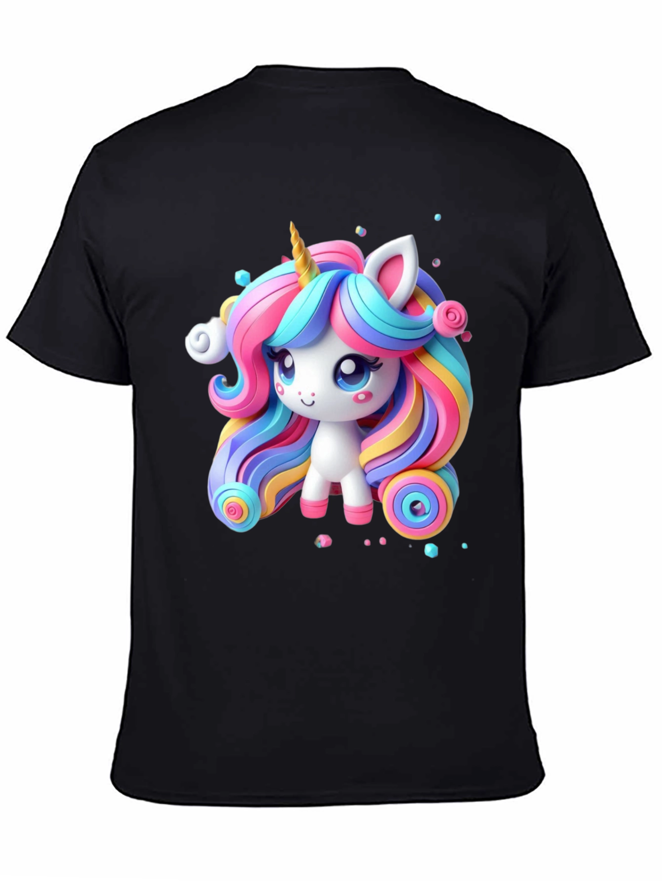 Cute Unicorn Graphic Tee - Black