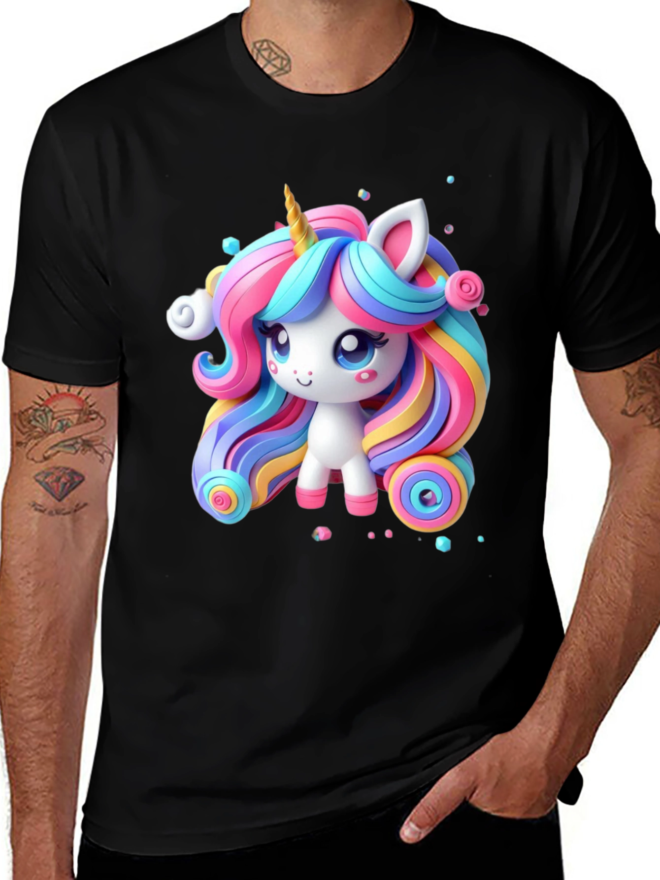 Cute Unicorn Graphic Tee - Black