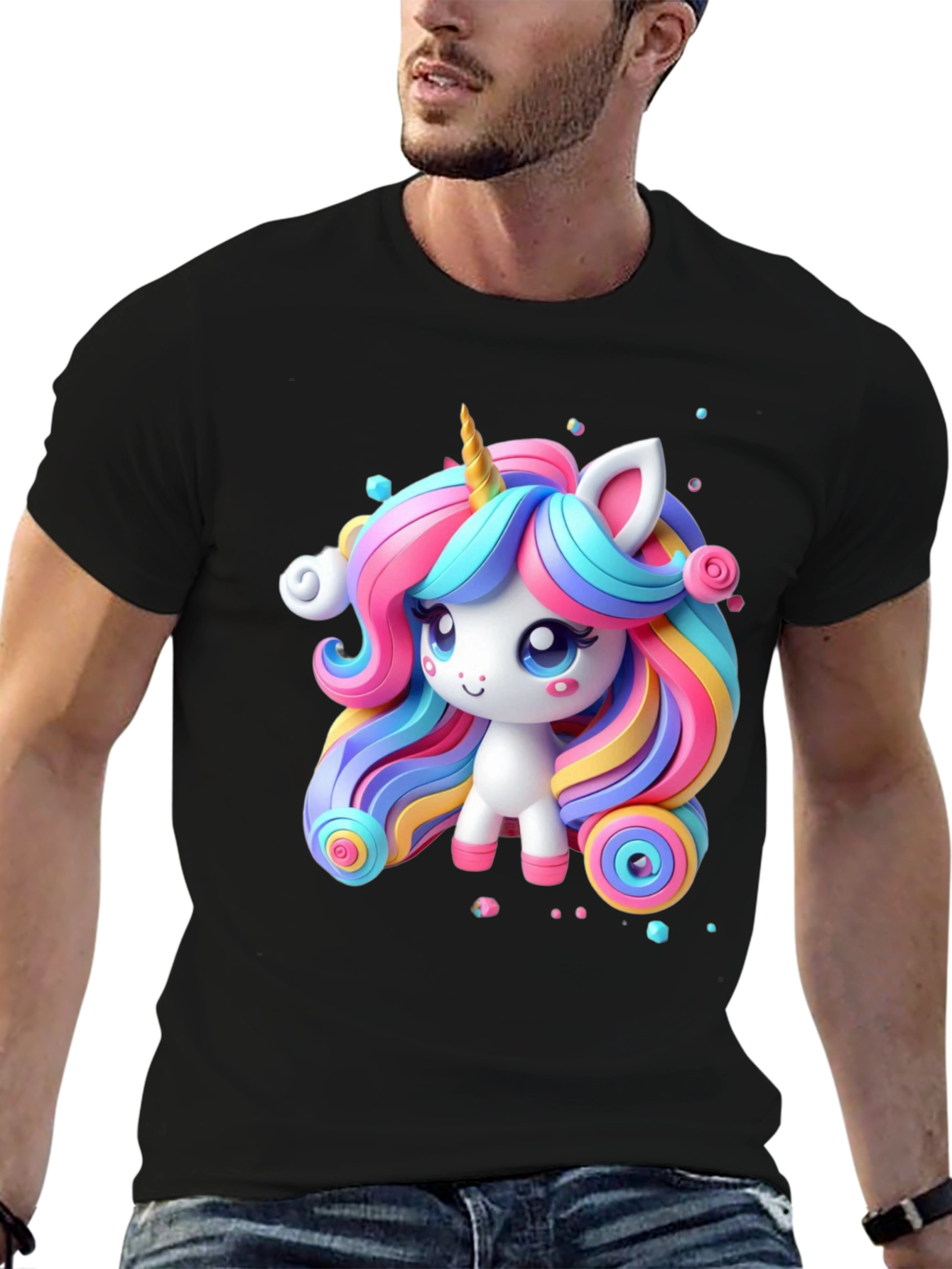 Cute Unicorn Graphic Tee - Black