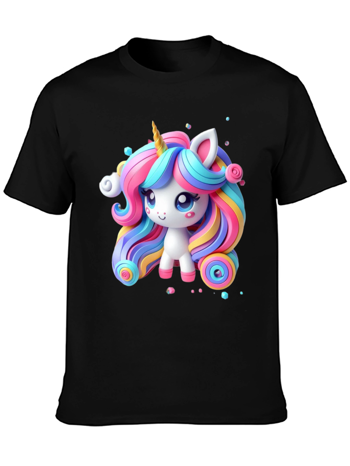 Cute Unicorn Graphic Tee - Black