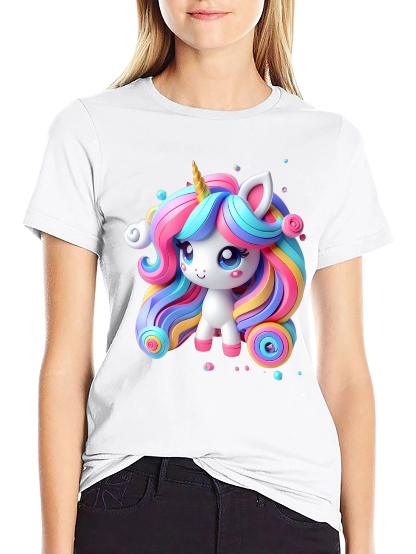 Cute Unicorn Graphic Tee - Black