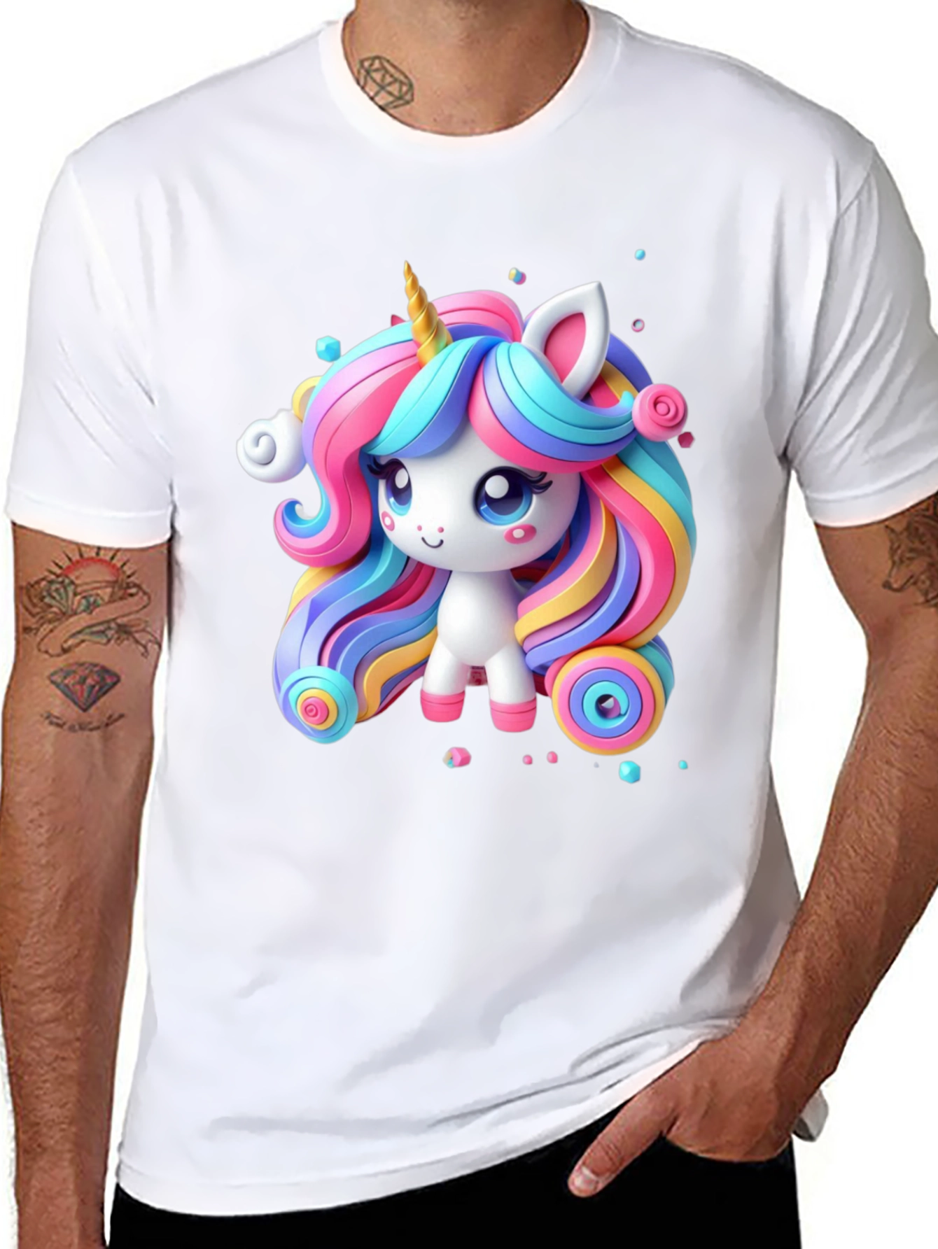 Cute Unicorn Graphic Tee - Black