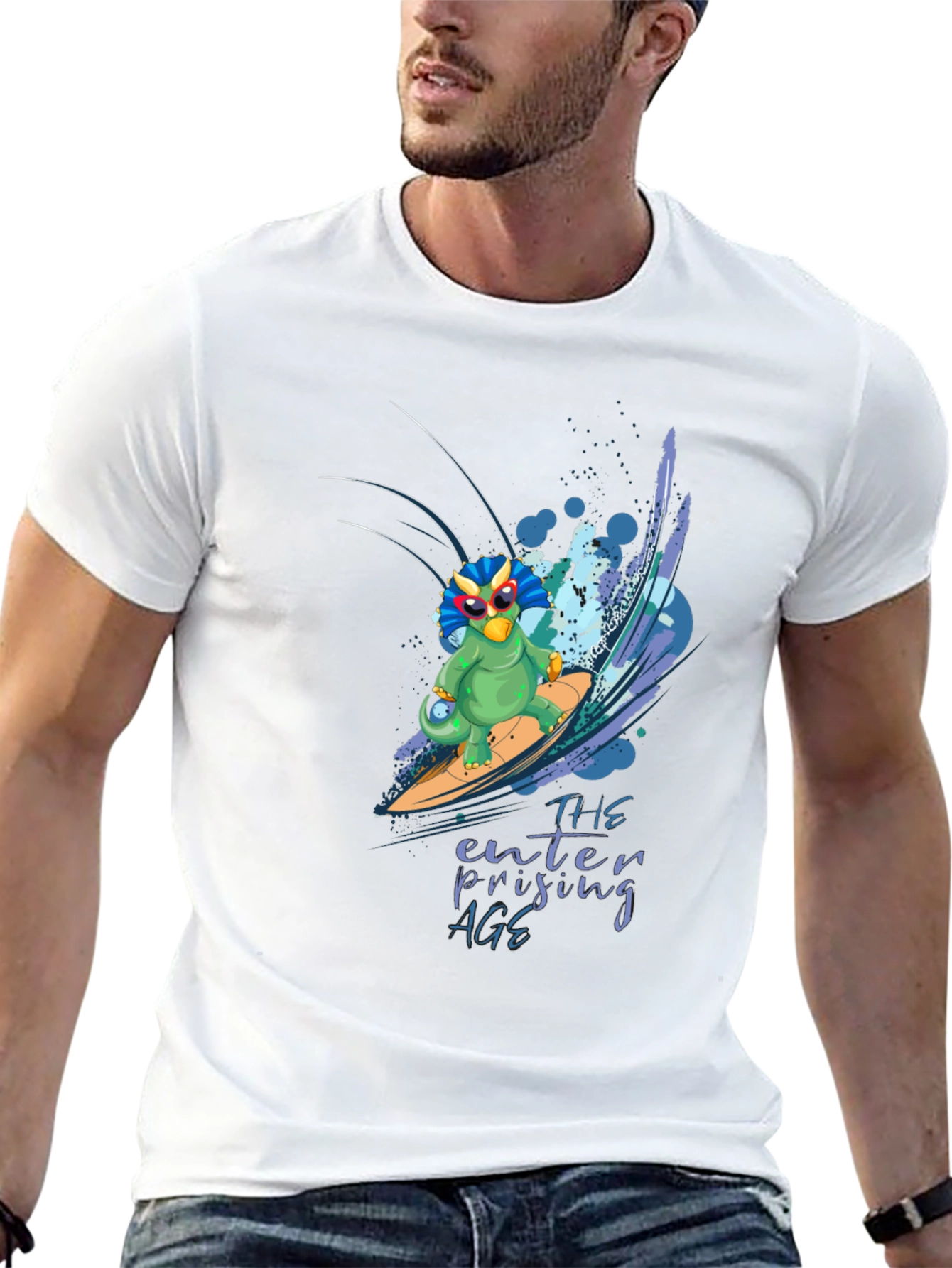 Surfing Dino T-Shirt - Enterprising Age