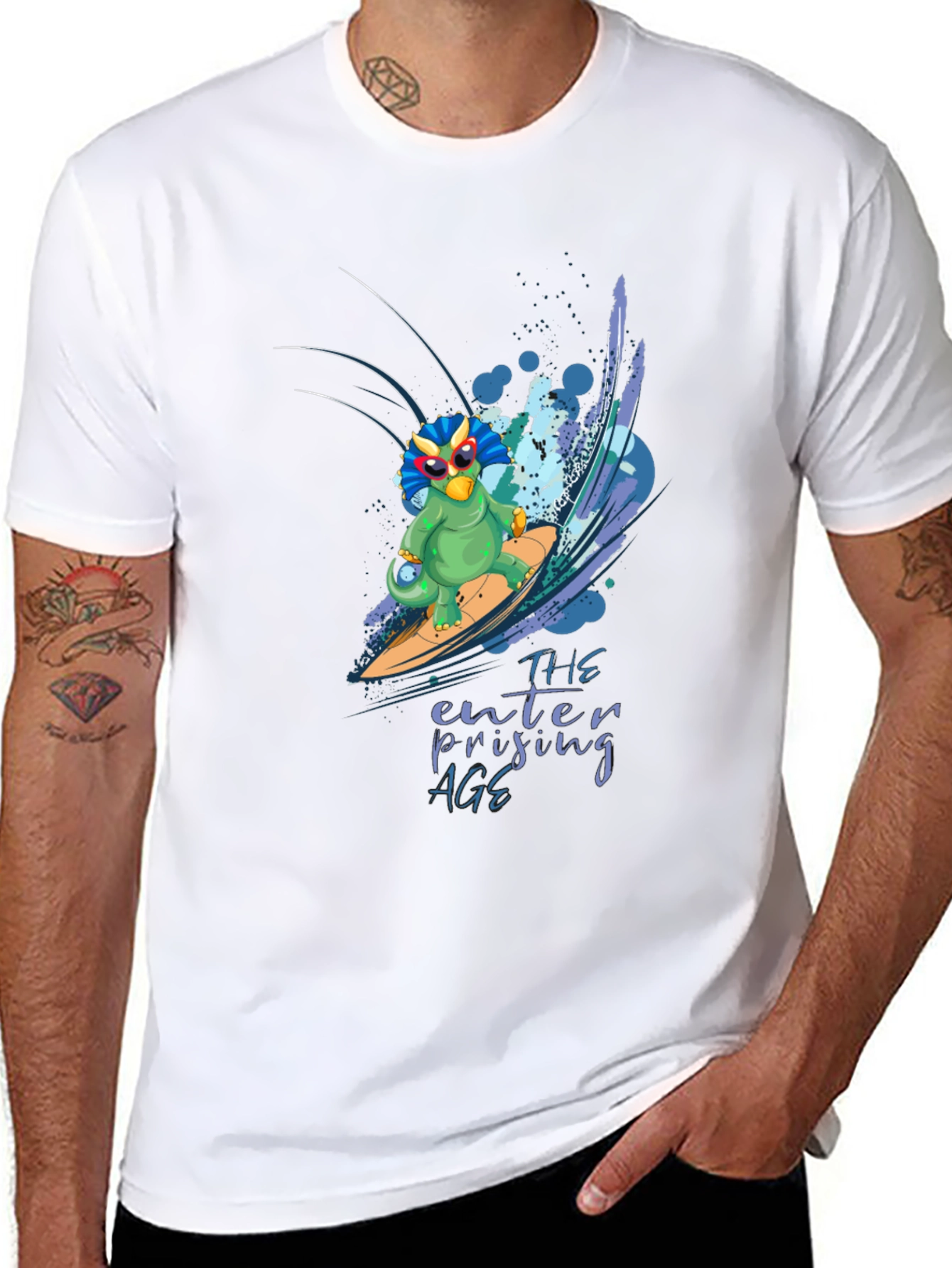Surfing Dino T-Shirt - Enterprising Age
