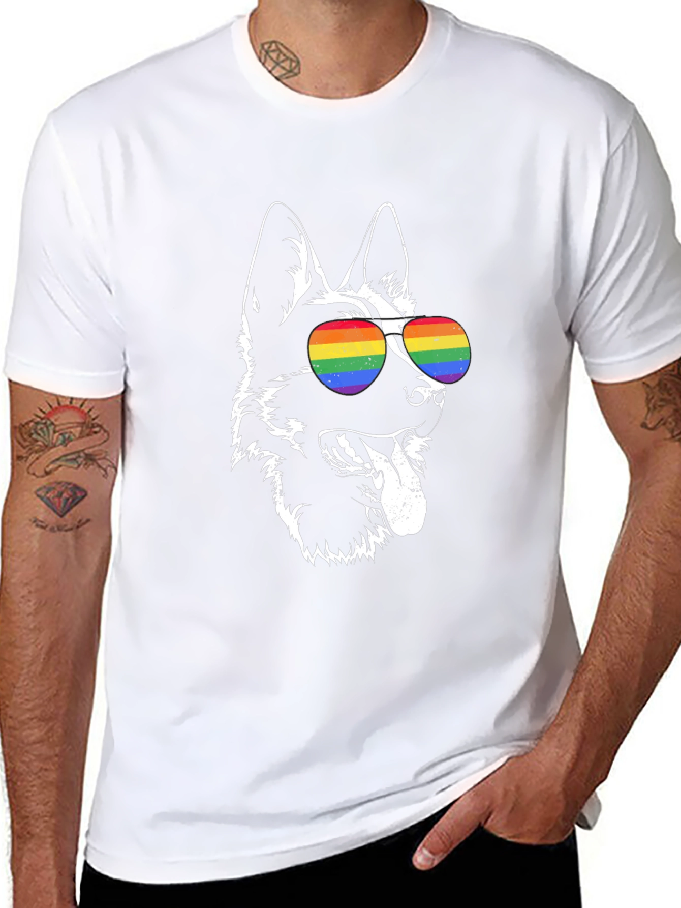 Cool Dog Graphic Tee - Pride Glasses