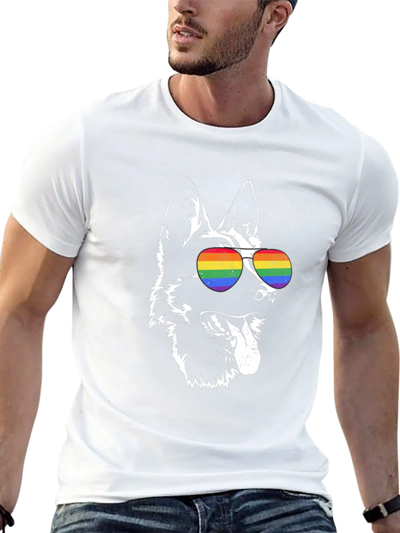 Cool Dog Graphic Tee - Pride Glasses