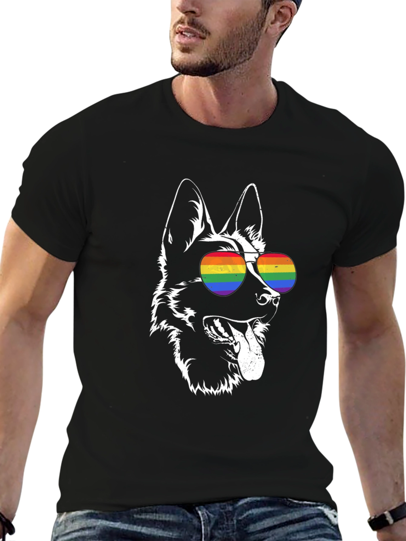 Cool Dog Graphic Tee - Pride Glasses