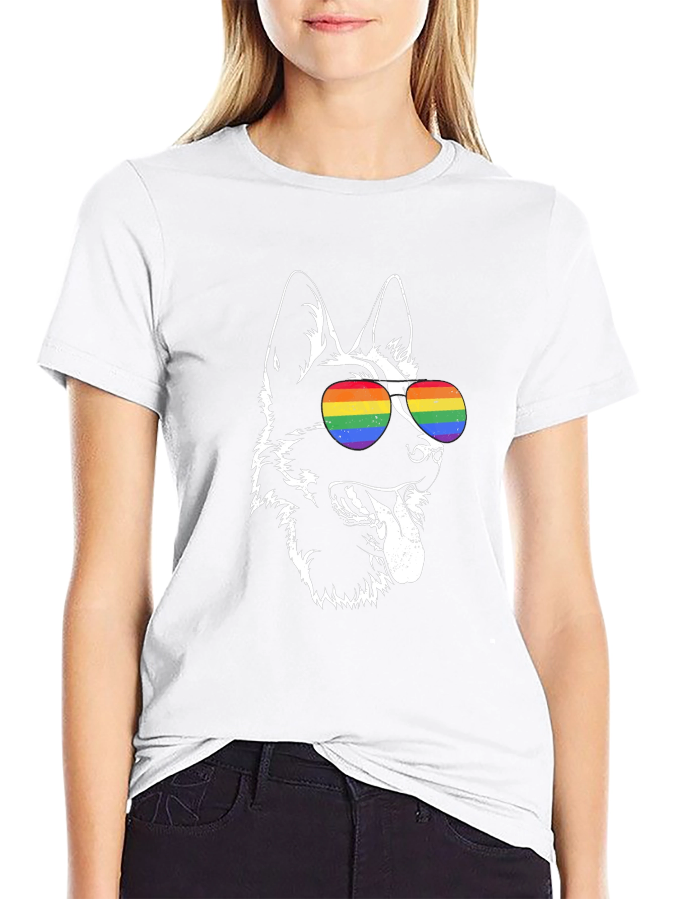 Cool Dog Graphic Tee - Pride Glasses
