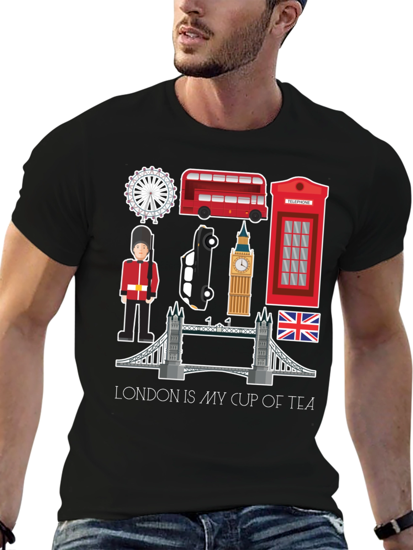London Tourist Souvenir Black T-Shirt