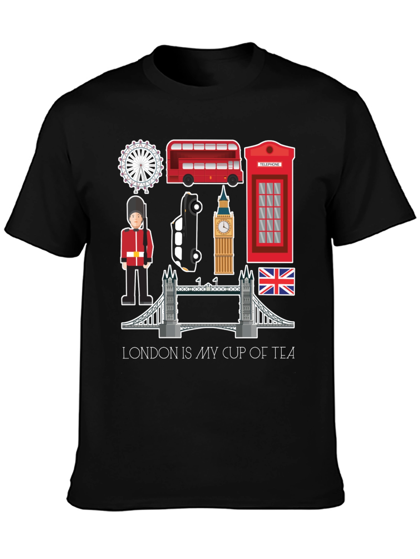 London Tourist Souvenir Black T-Shirt