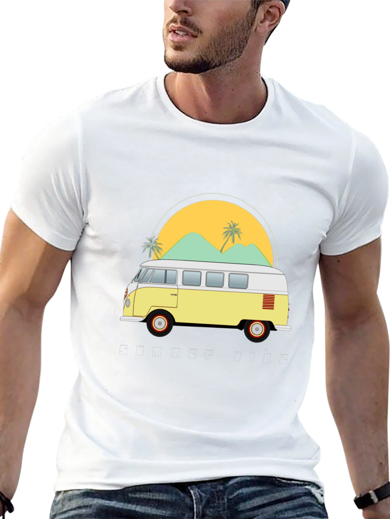 Retro VW Bus T-Shirt - Beach Vibes