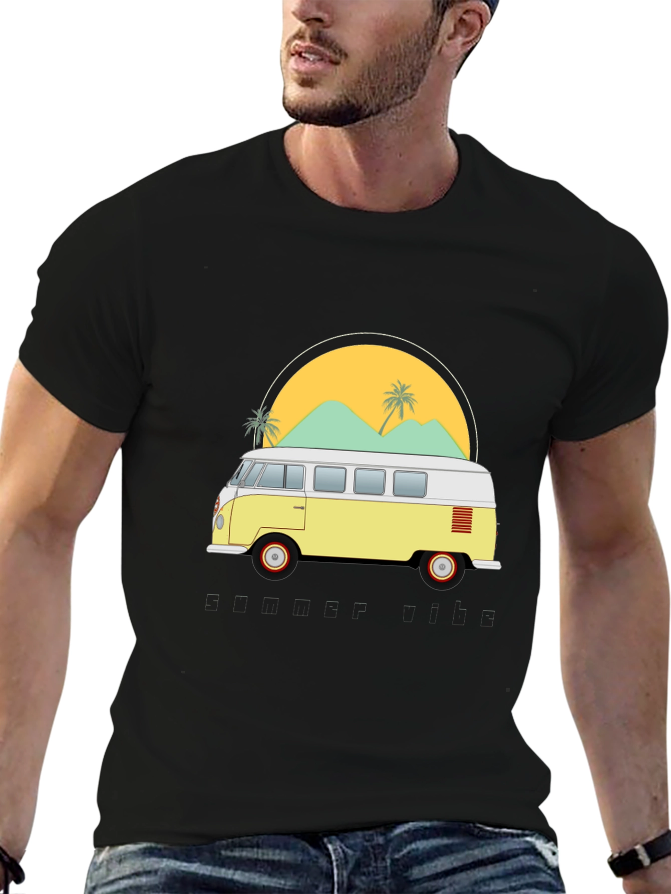 Retro VW Bus T-Shirt - Beach Vibes