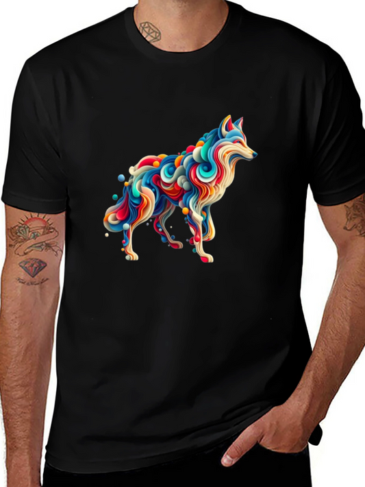 Colorful Abstract Wolf Graphic Tee