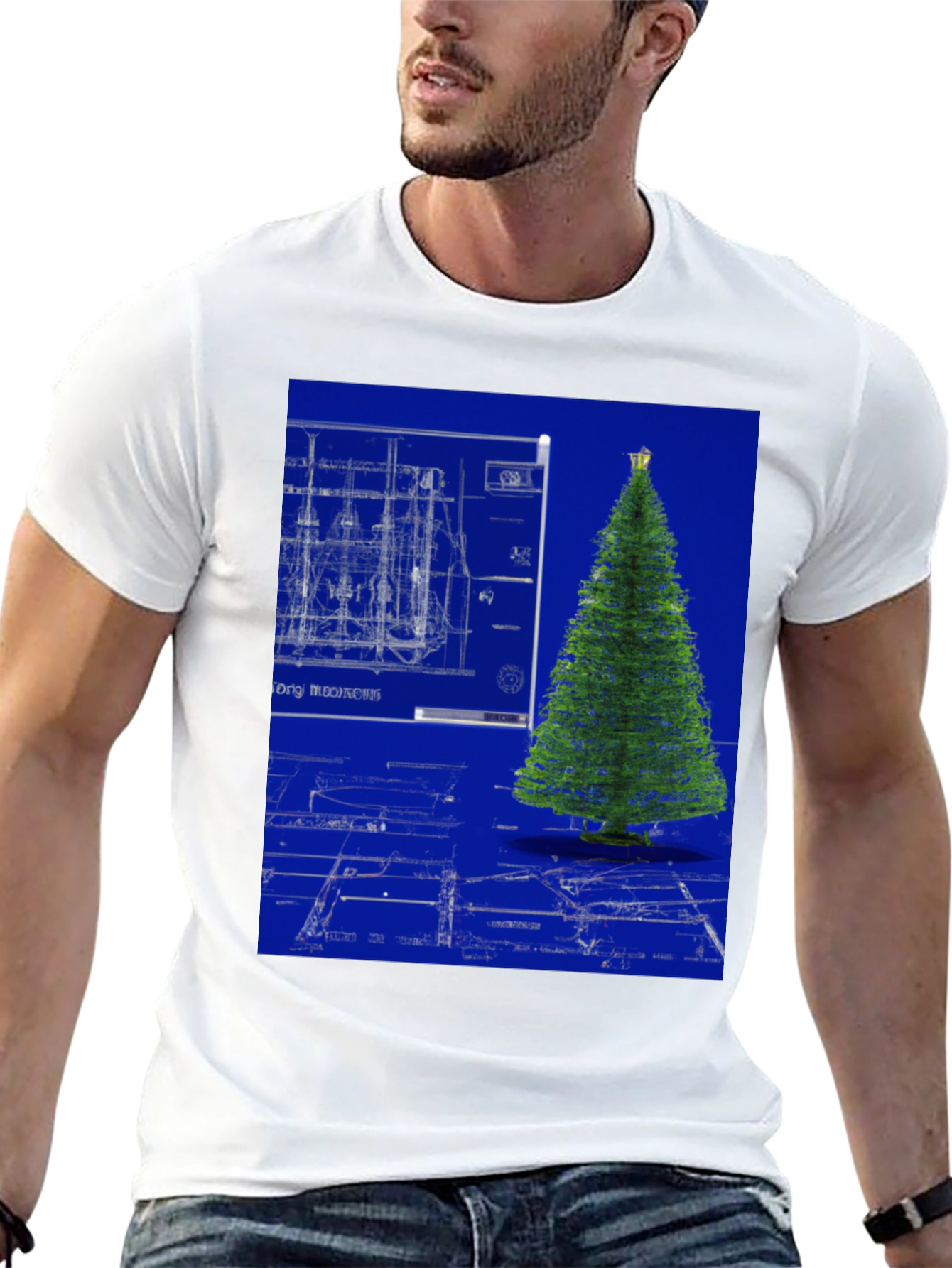 Blueprint Christmas Tree Graphic Tee