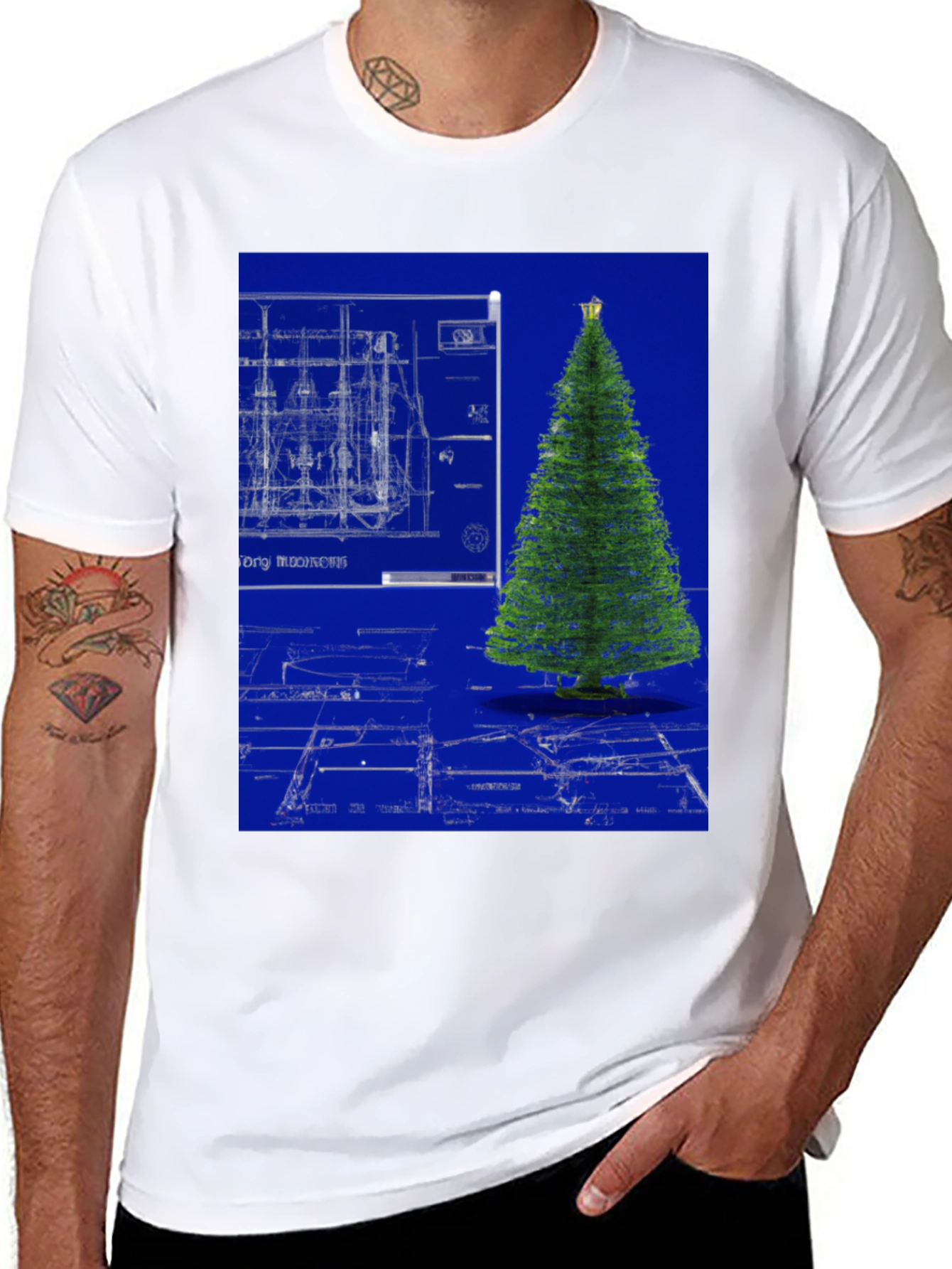 Blueprint Christmas Tree Graphic Tee