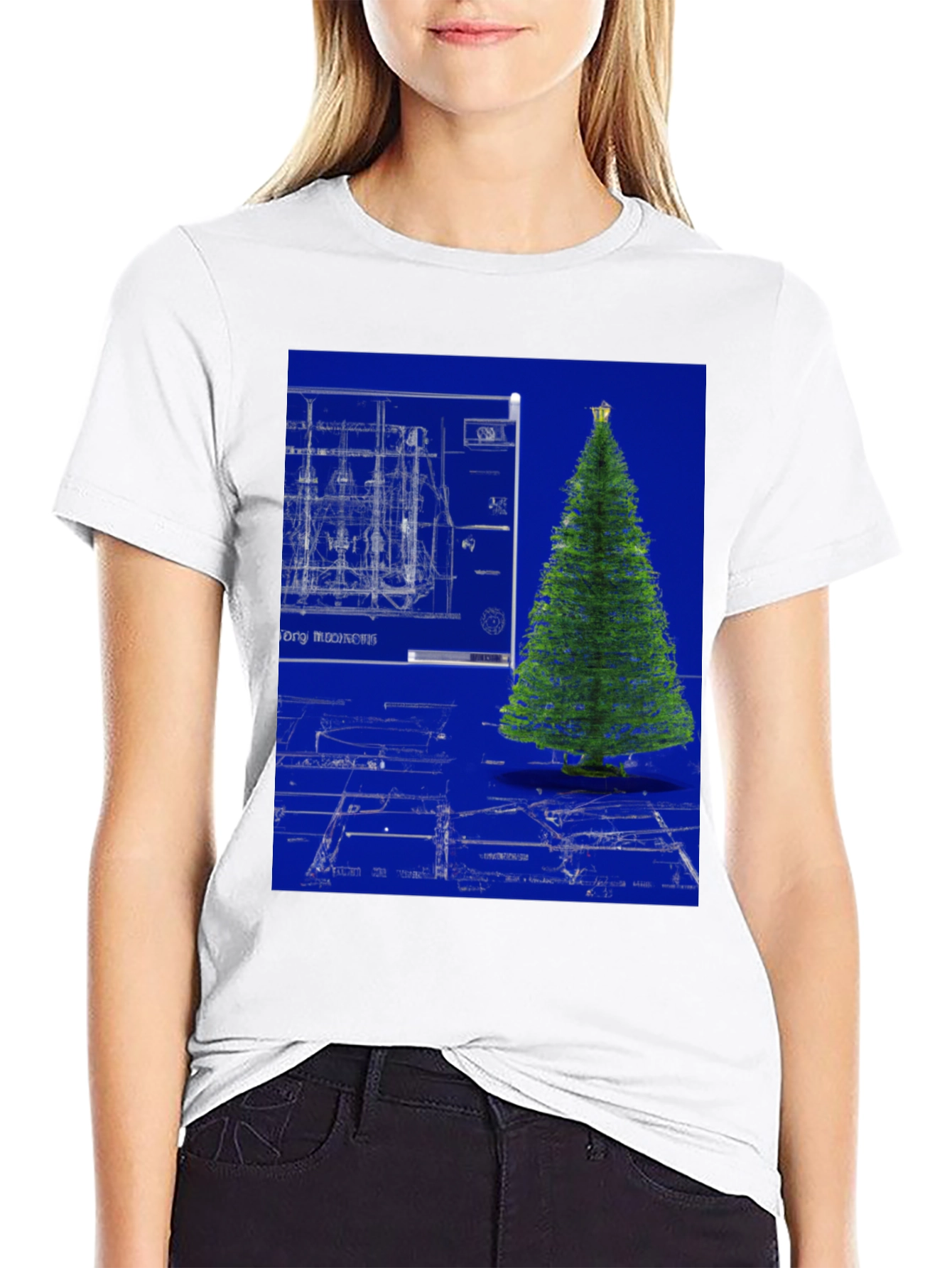 Blueprint Christmas Tree Graphic Tee