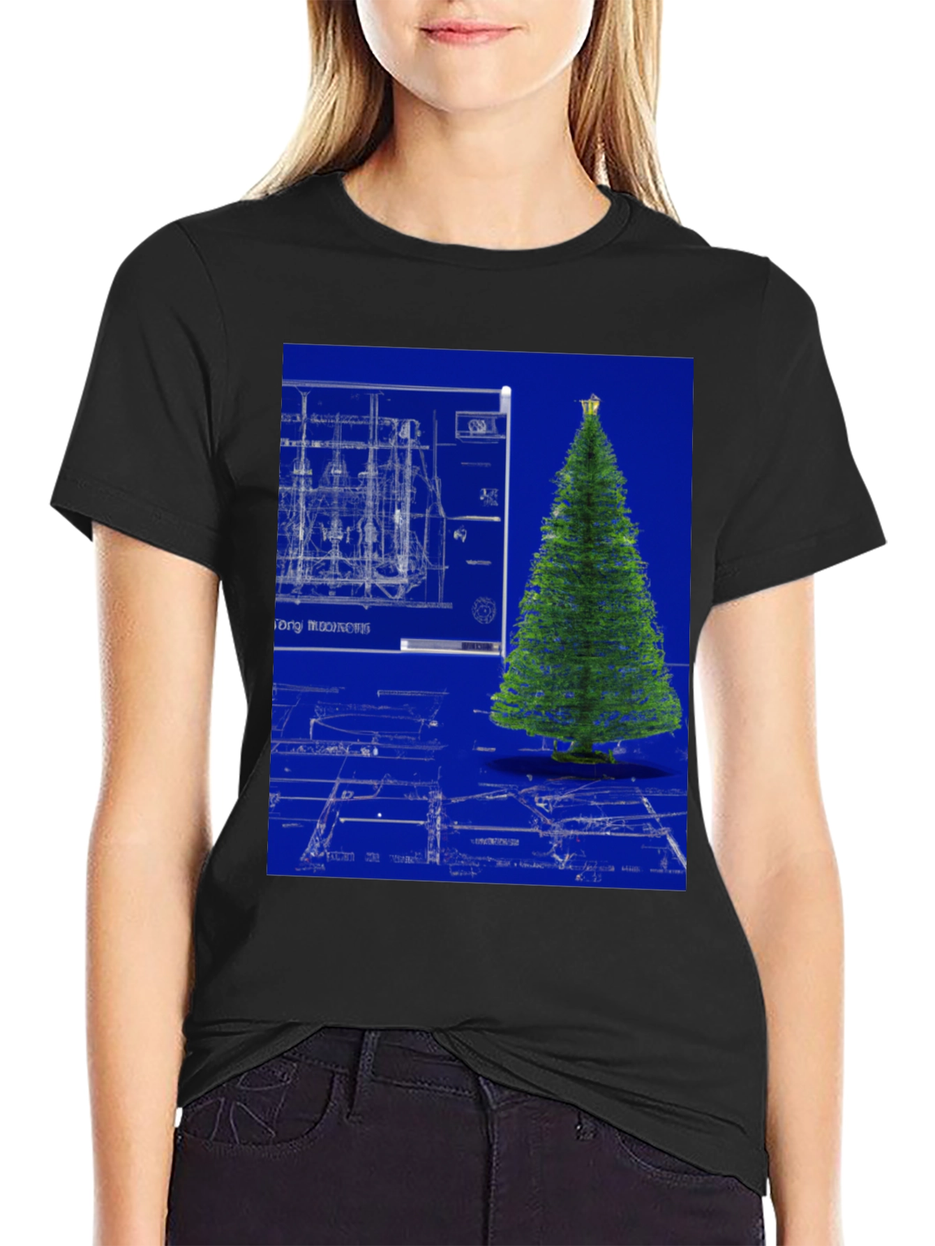 Blueprint Christmas Tree Graphic Tee