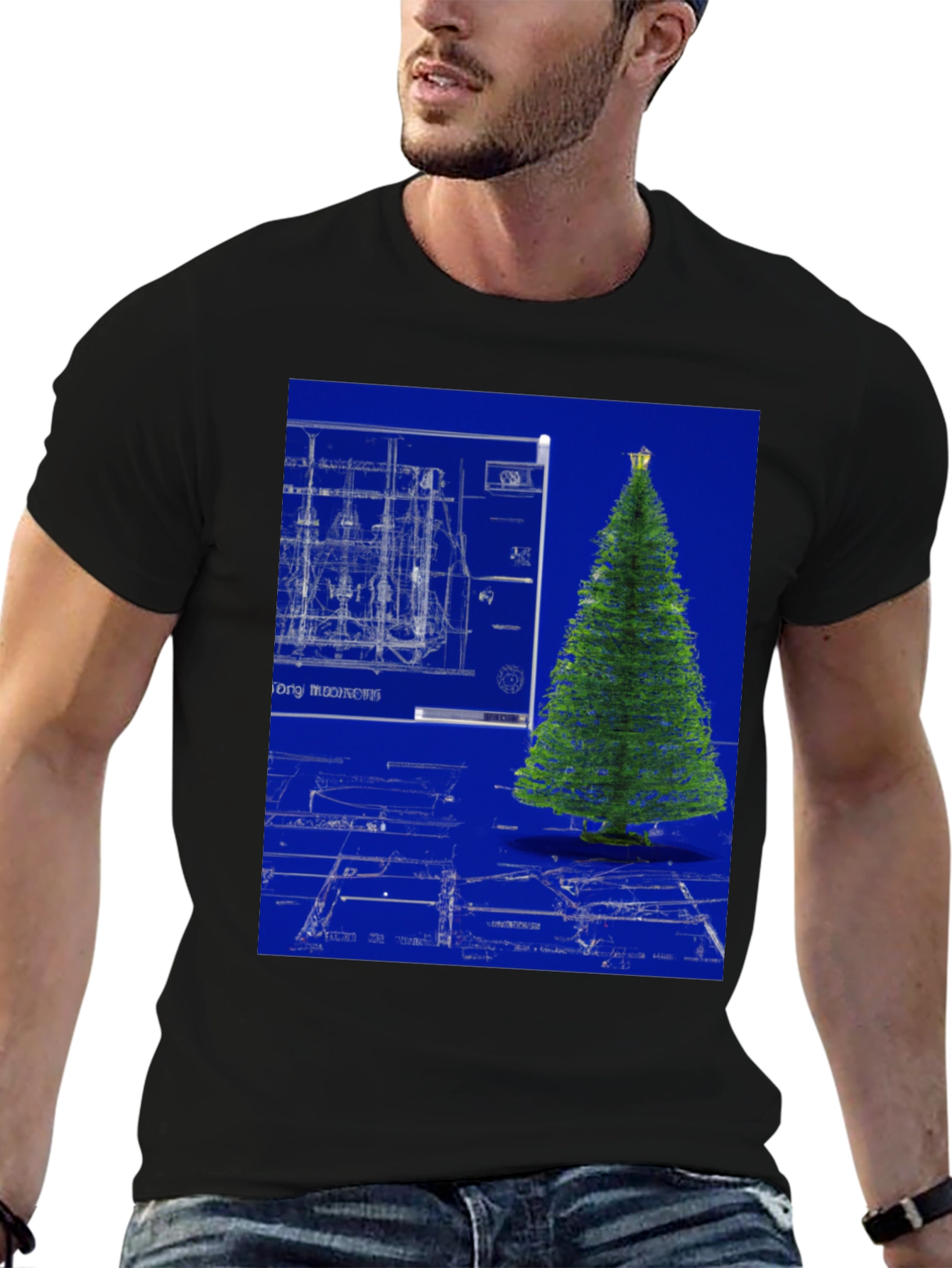 Blueprint Christmas Tree Graphic Tee