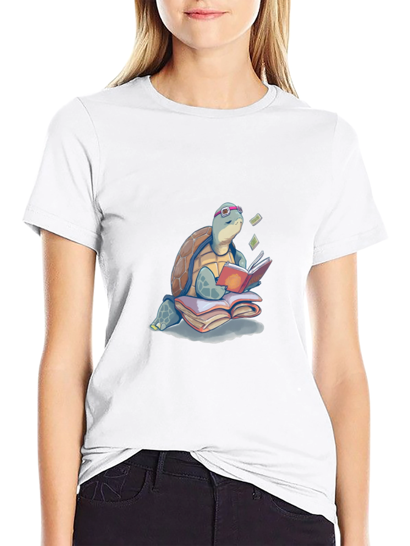 Turtle Reading Book T-Shirt