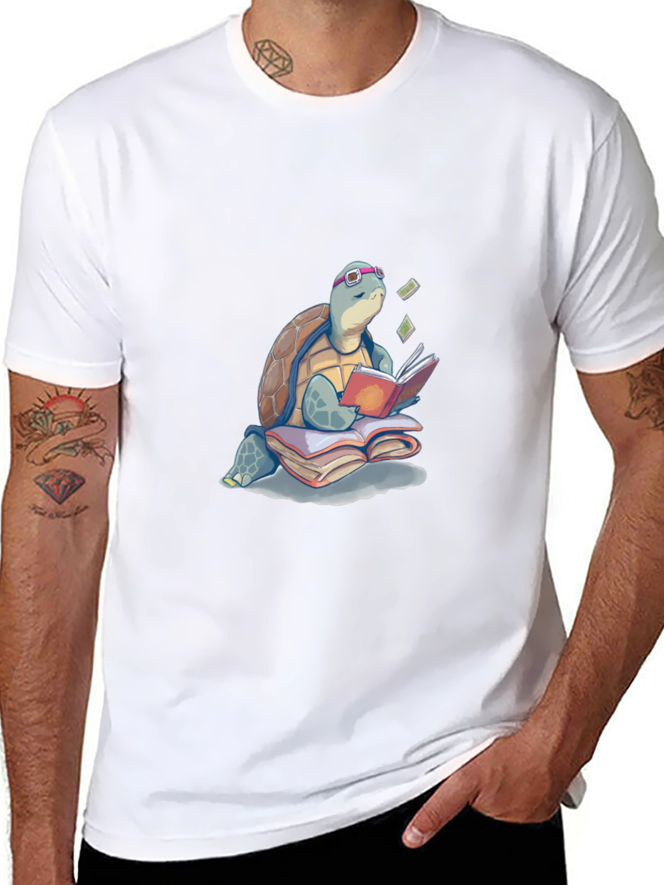Turtle Reading Book T-Shirt